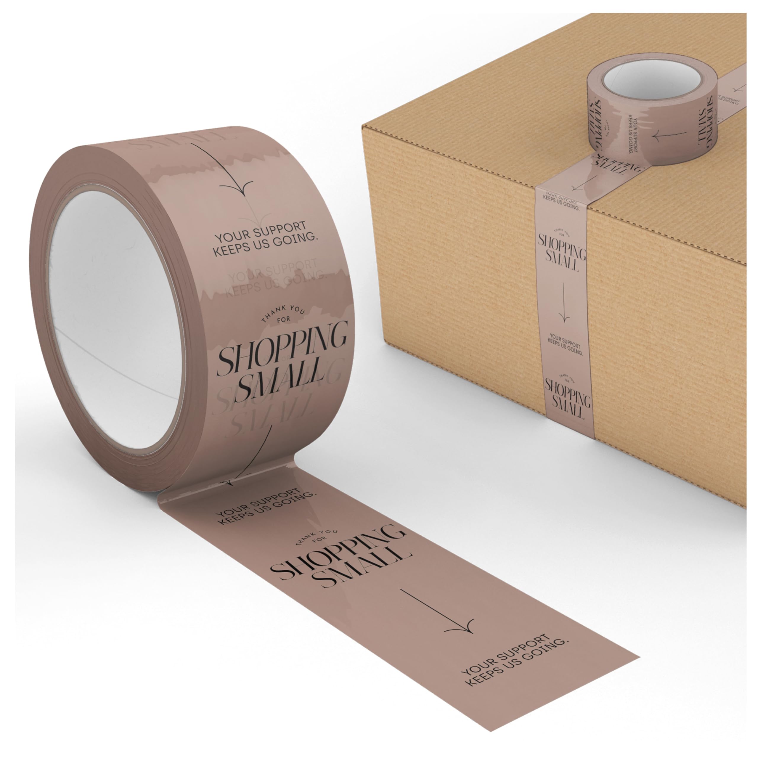 Thank You Packing Tape - Blush, Brown & Black Decorative Shipping Tape for Small Businesses | 1.88