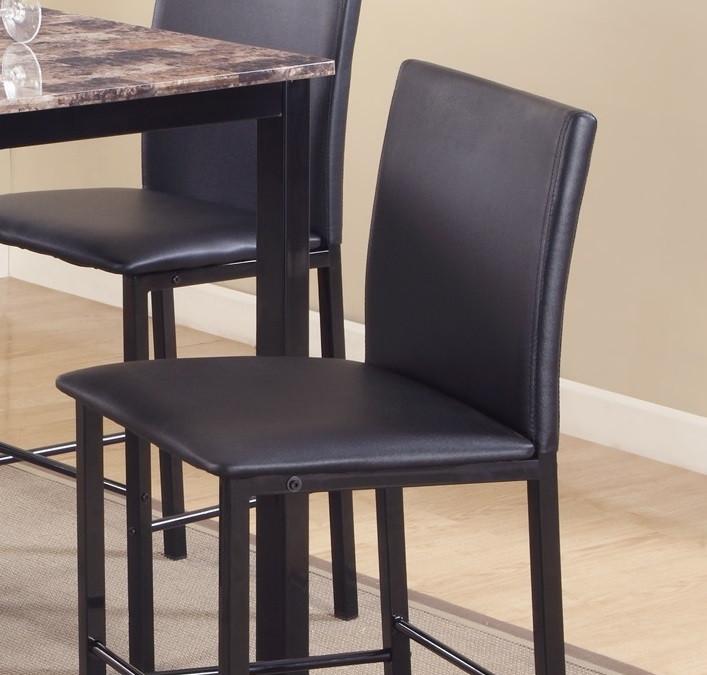 Roundhill Furniture Citico 5-Piece Counter Height Metal Dinette Set with Laminated Faux Marble Top - Black | Modern Kitchen Bar Table & Stools Set for Small Spaces, Breakfast Nook, or Apartment Dining Area