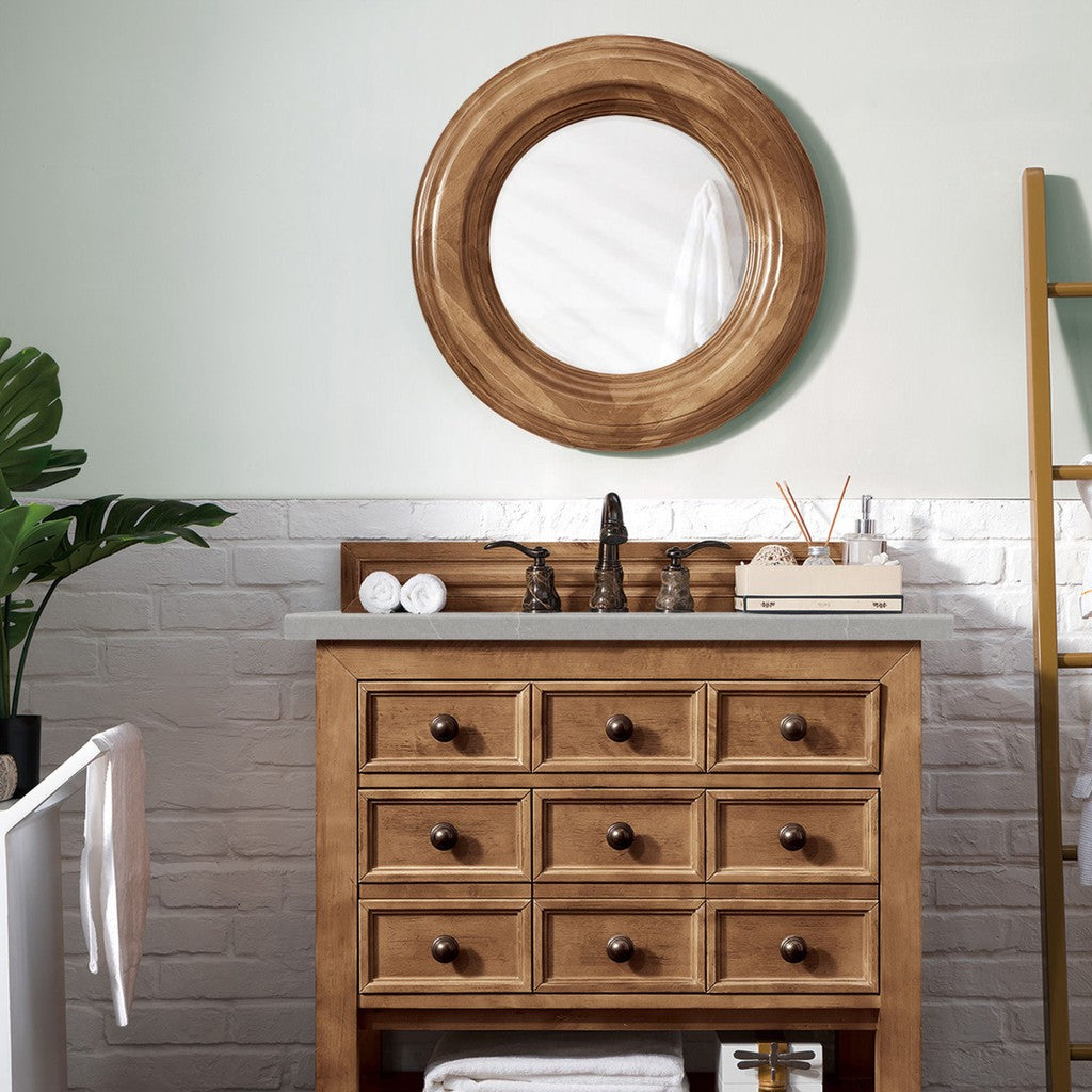 James Martin Vanities Malibu Collection 36-Inch Single Bathroom Vanity in Honey Alder with Countertop Options - Perfect for Modern Bathroom Remodeling and Home Renovation Projects