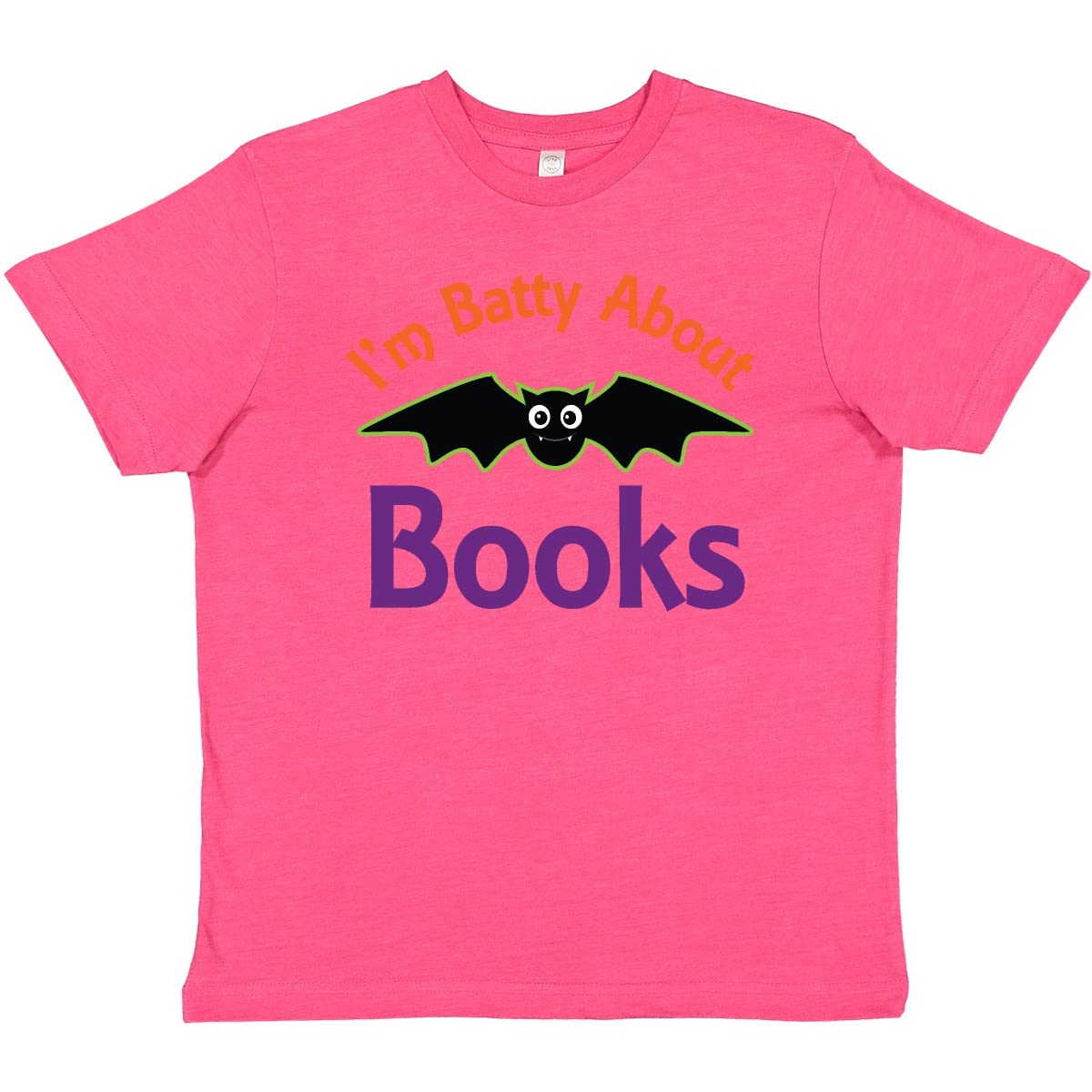 Batty About Books Youth T-Shirt | Cute Bat Design Reading Shirt for Kids | Perfect for Book Lovers, Library Visits & Halloween Costumes