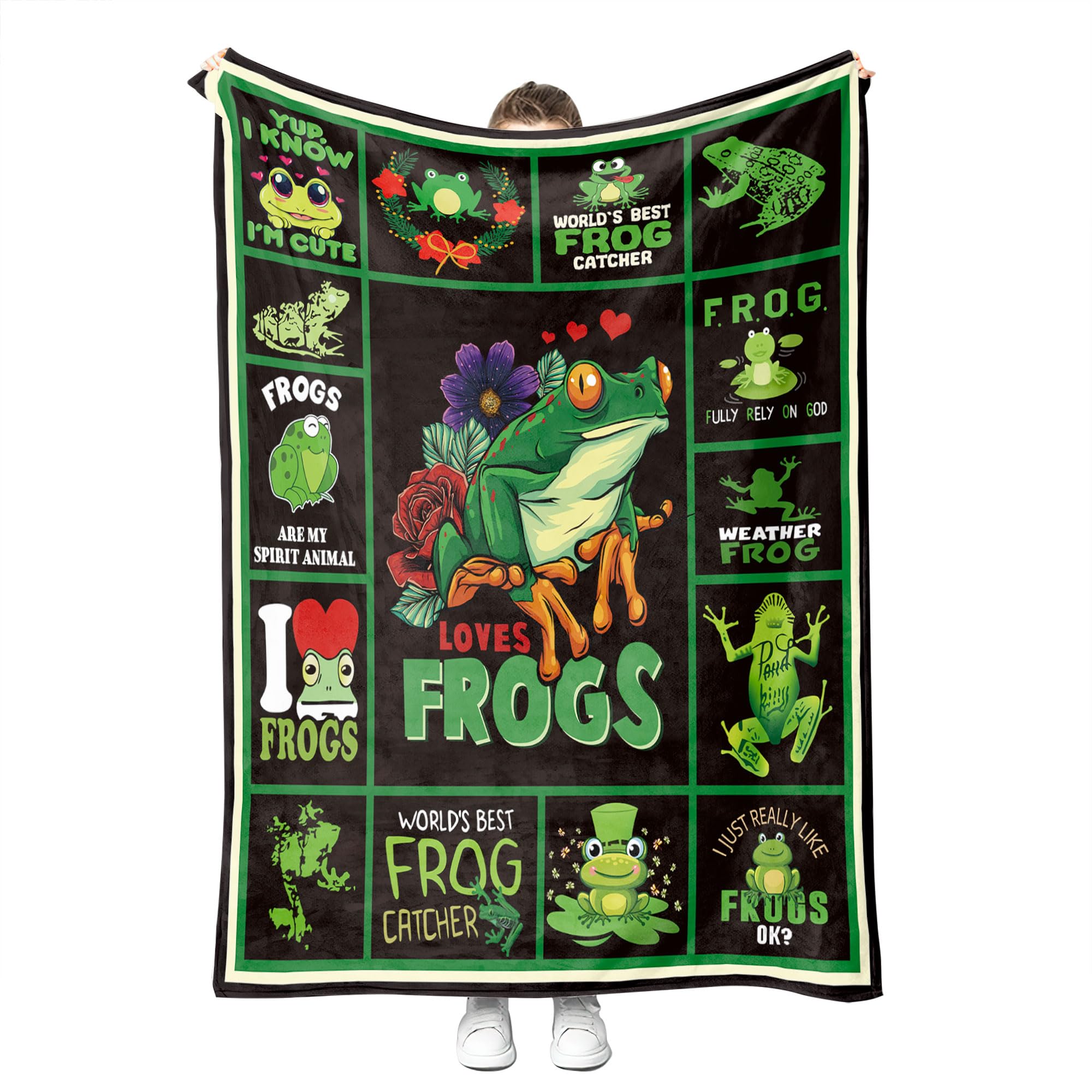 Soft & Cozy Frog Fleece Throw Blanket for Kids & Adults | Luxurious Plush Frog Blanket Gift for Frog Lovers | Perfect for Bed, Sofa, Nursery & Winter Snuggling
