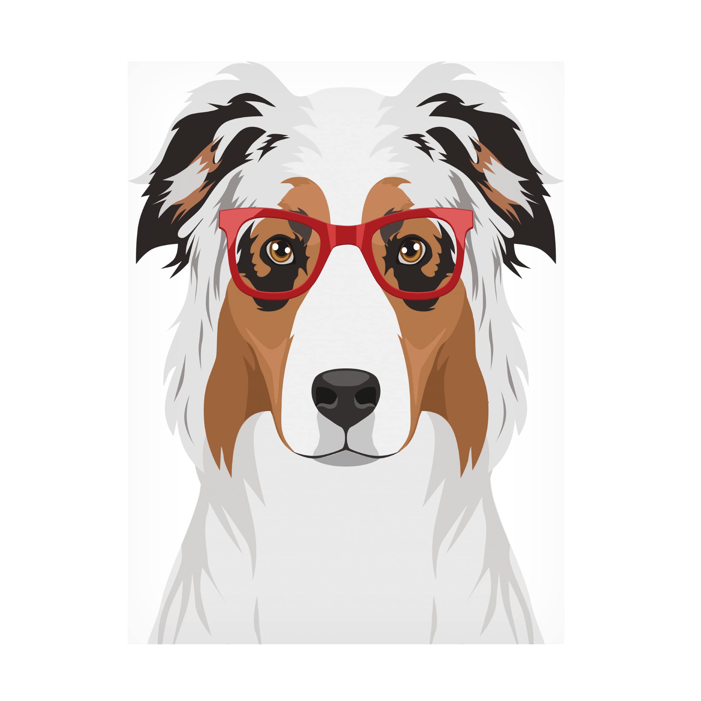 Australian Shepherd Wearing Hipster Glasses Canvas Wall Art - Premium Trademark Fine Art Print by Furbaby Affiliates - Perfect for Living Room, Bedroom Decor & Pet Lover Gifts