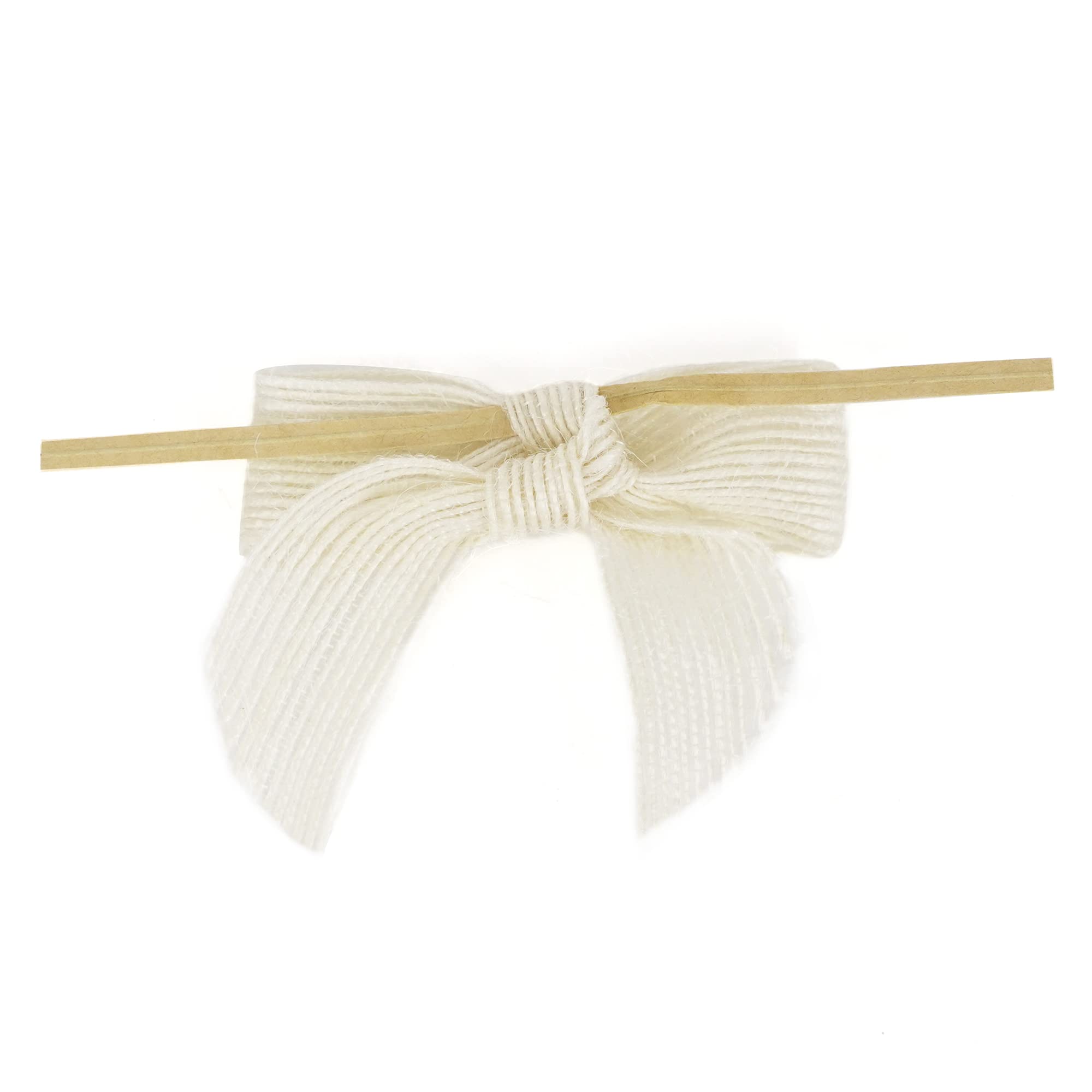 Premade 3 Inch Ivory Burlap Bows for Wedding Decor, Gift Wrapping, Treat Bags & Crafts - Rustic Jute Bows with Twist Tie for Wreaths, Cake Pops & Party Decorations (12 Count) - Perfect for Rustic Weddings, Baby Showers & DIY Projects