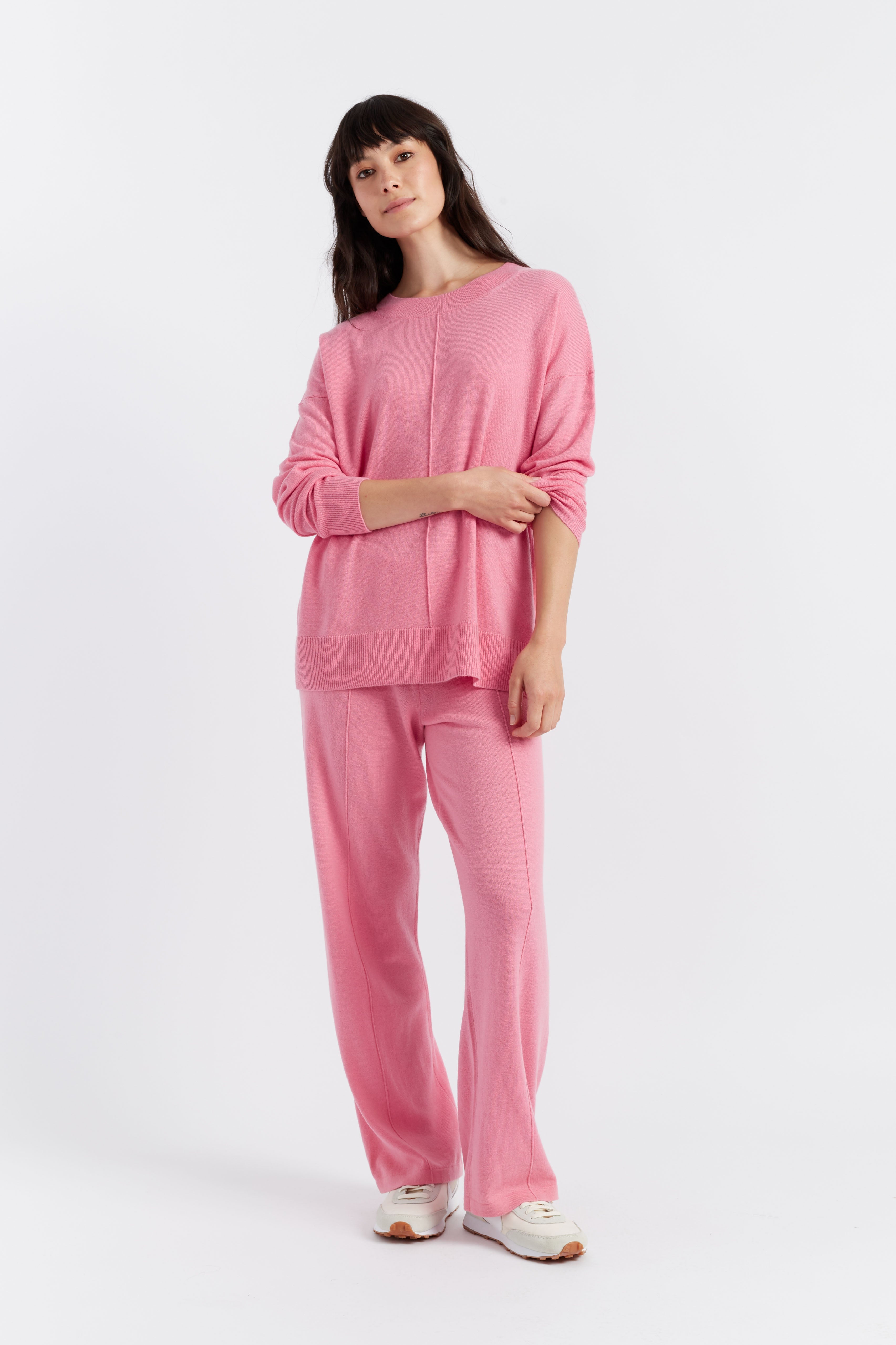 Soft Pink Wool Cashmere Slouchy Sweater for Women - Cozy Oversized Knit Pullover for Fall & Winter - Perfect for Casual Outfits, Office Wear & Weekend Relaxation