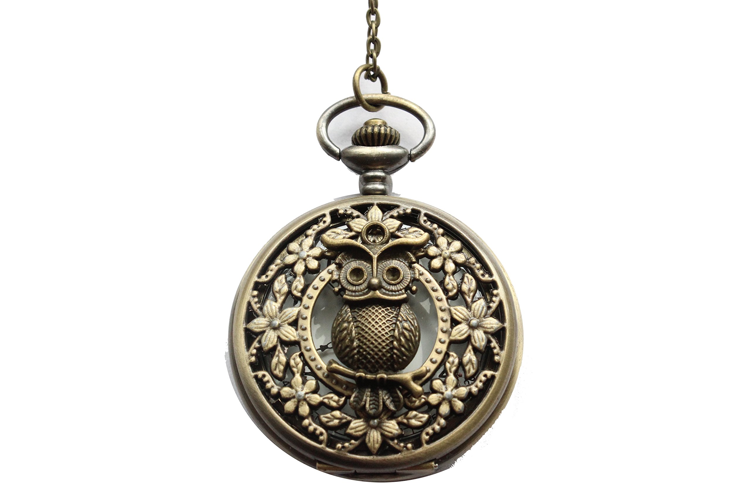 Vintage Bronze Owl Pocket Watch Necklace - Unique Owl Pendant with Functional Timepiece - Perfect for Steampunk Fashion, Gothic Jewelry & Victorian Style Accessories