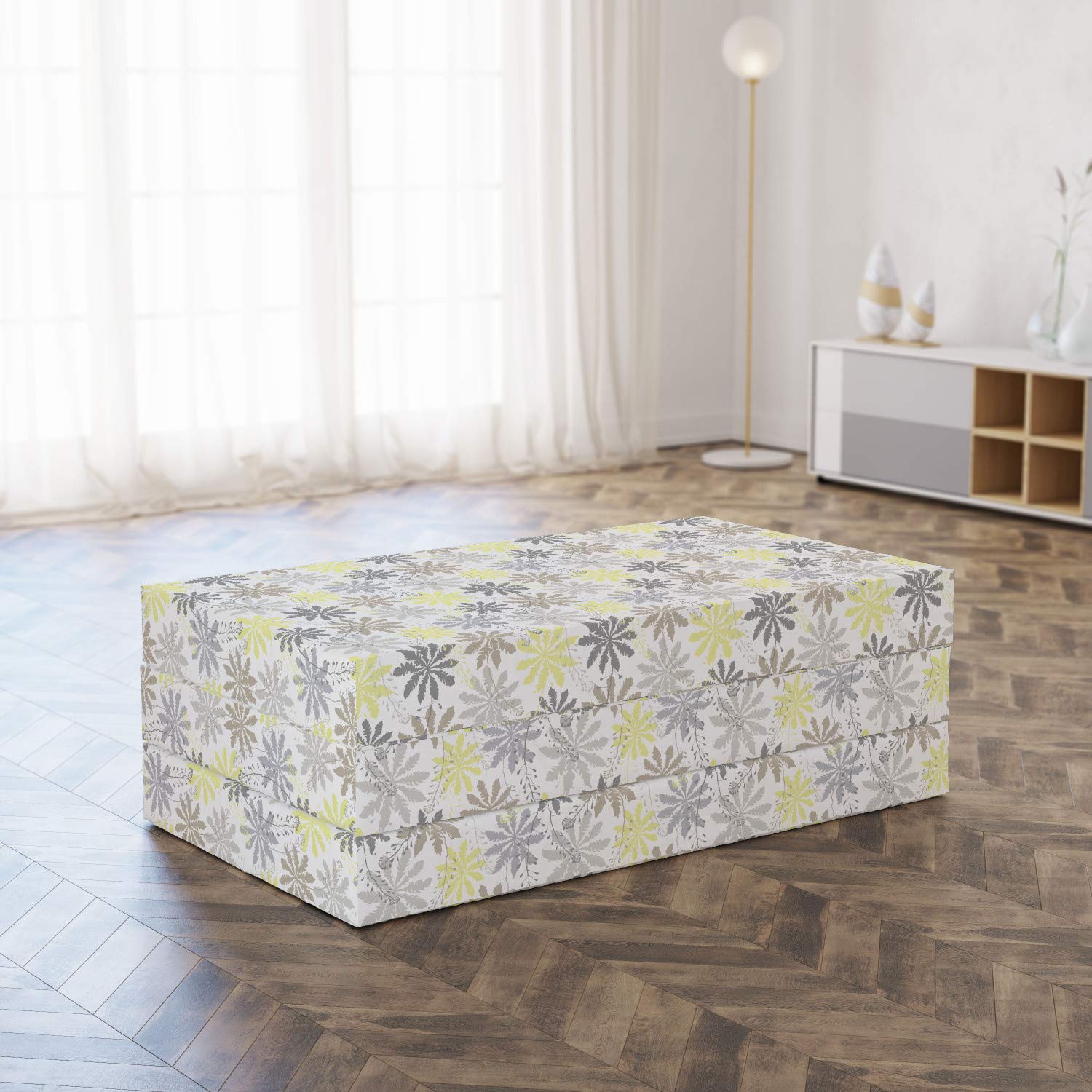 Ambesonne Floral Foldable Mattress - Shepherd's Purse Pattern - 78.7