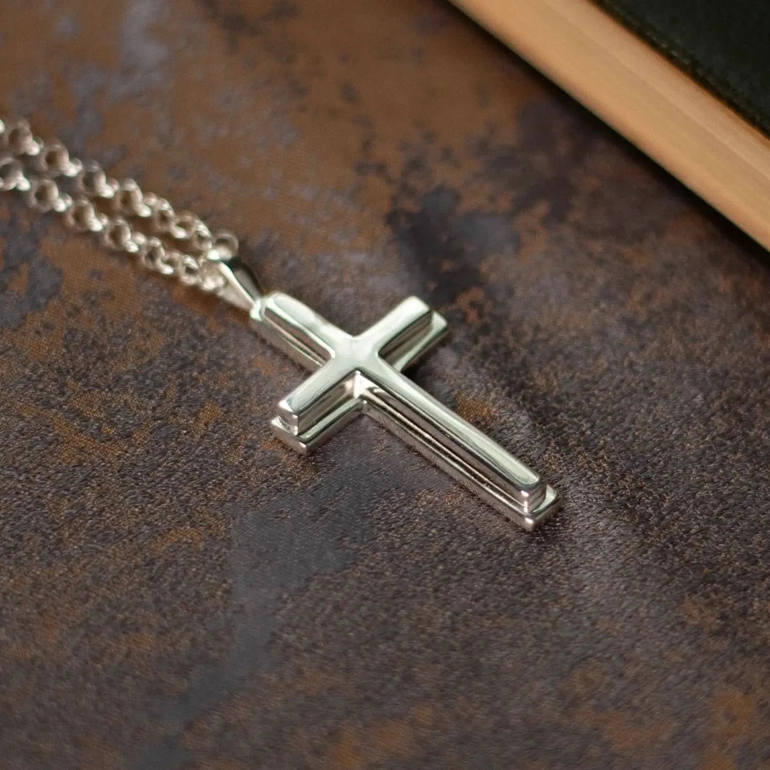 Men's Heavy Silver Cross Necklace - Religious Jewelry for Men - Perfect for Church, Gifts & Everyday Wear