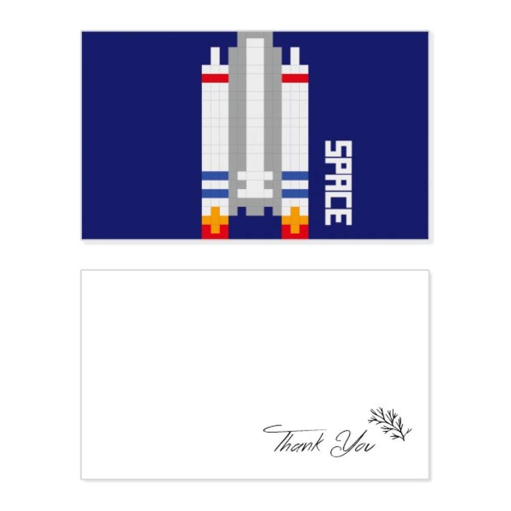 Space Rocket Universe Pixel Thank You Card - Birthday, Wedding, Appreciation Greeting Cards - Perfect for Parties, Anniversaries & Special Occasions