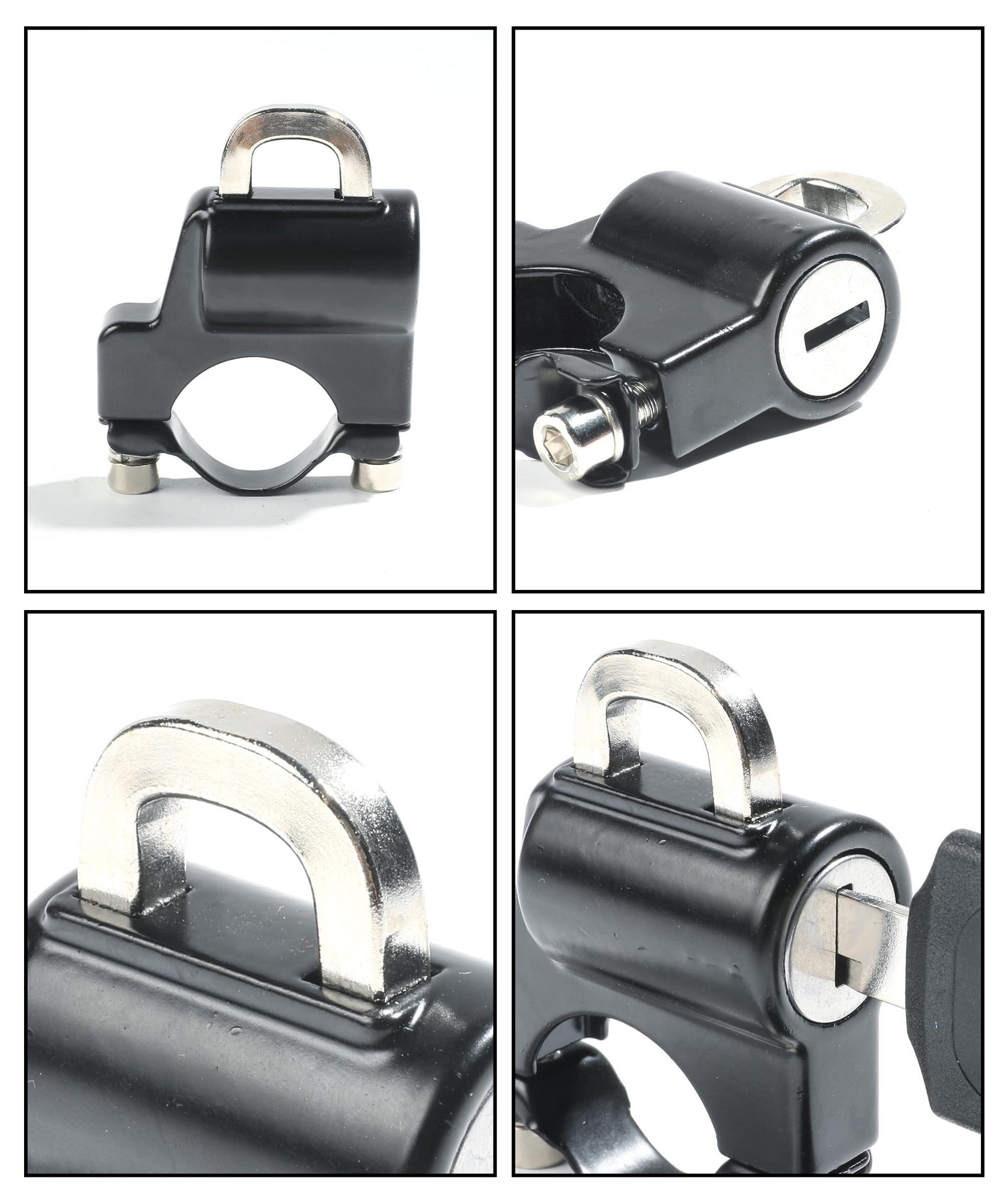 2Pcs Universal Motorcycle Helmet Lock 22-28mm - Anti-Theft Security with Keys for Outdoor Riding