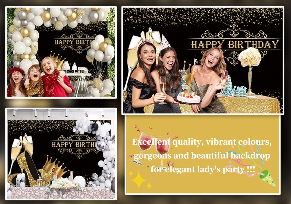 Queen Birthday Backdrop with Crown & Heels for Party Decor