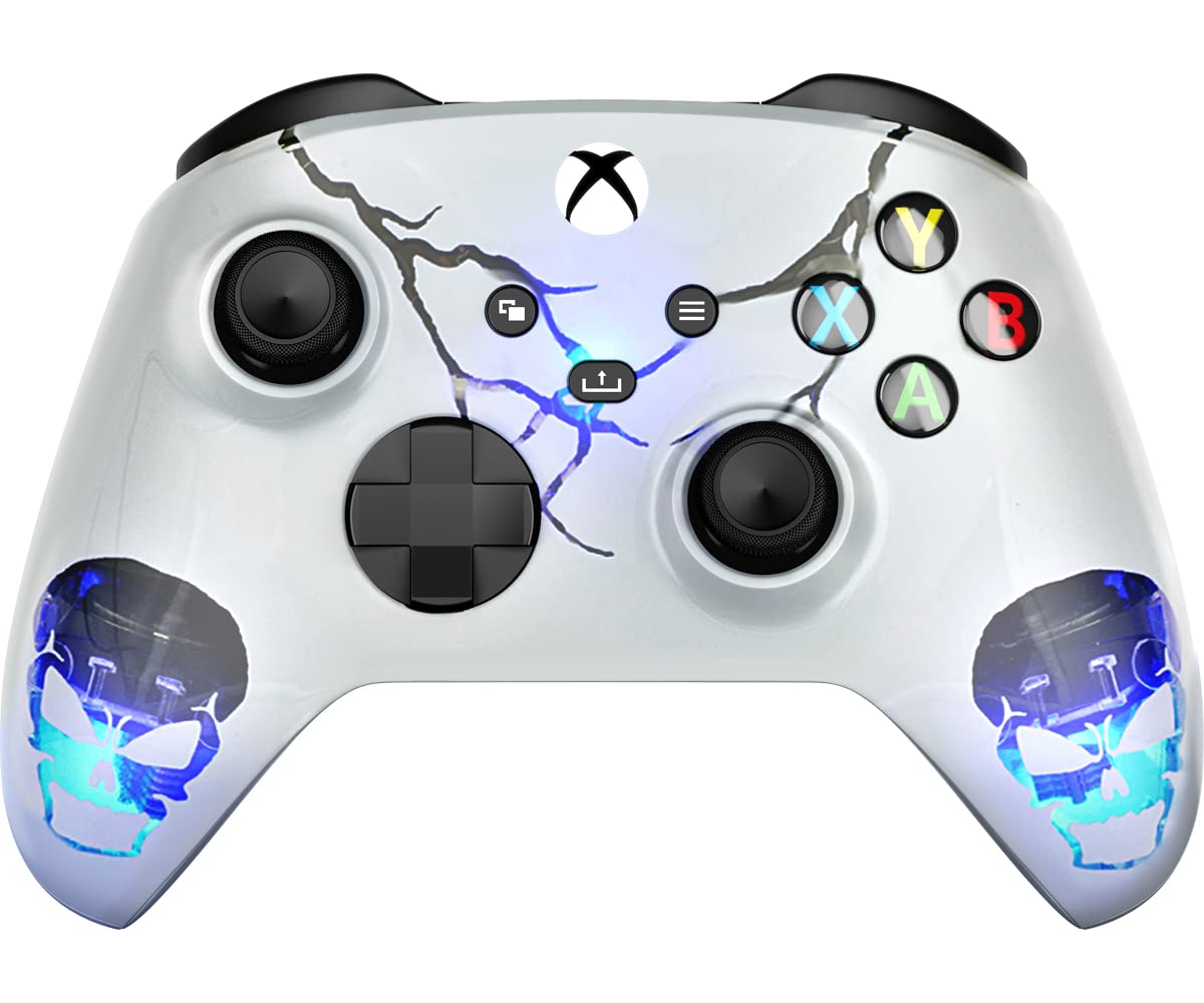 MODDEDZONE Skulls White Original Custom Wireless Gaming Controller for Xbox One S/X & PC - Personalized Design, High Performance, USA Made - Perfect for Competitive Gaming & Casual Play
