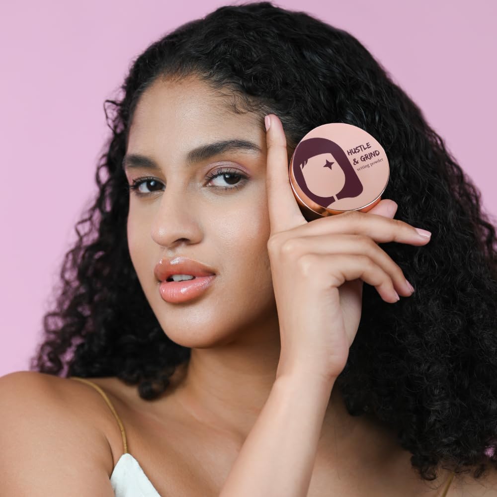Typsy Beauty Hustle & Grind Setting Powder - Strawberry Shake | Zero Waste Built-in Powderizer | Hyaluronic Acid & Ceramides Infused | Soft Pink Paraben-Free Makeup (4.5g) | Perfect for Oil Control & Flawless Finish All Day
