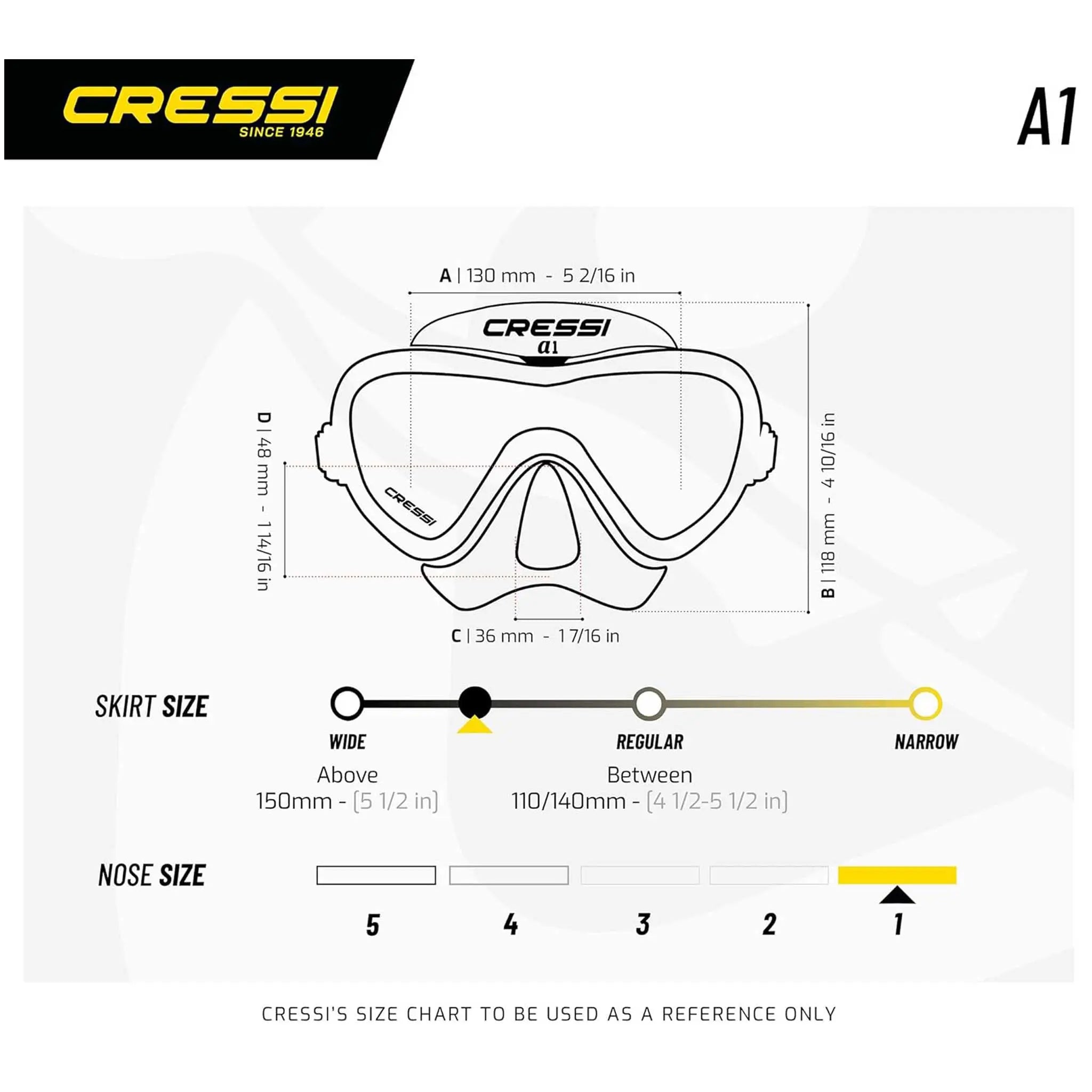 Cressi A1 Anti-Fog Scuba Diving Mask - Clear Lens, Comfort Fit for Snorkeling & Freediving - Perfect for Underwater Exploration & Marine Life Viewing