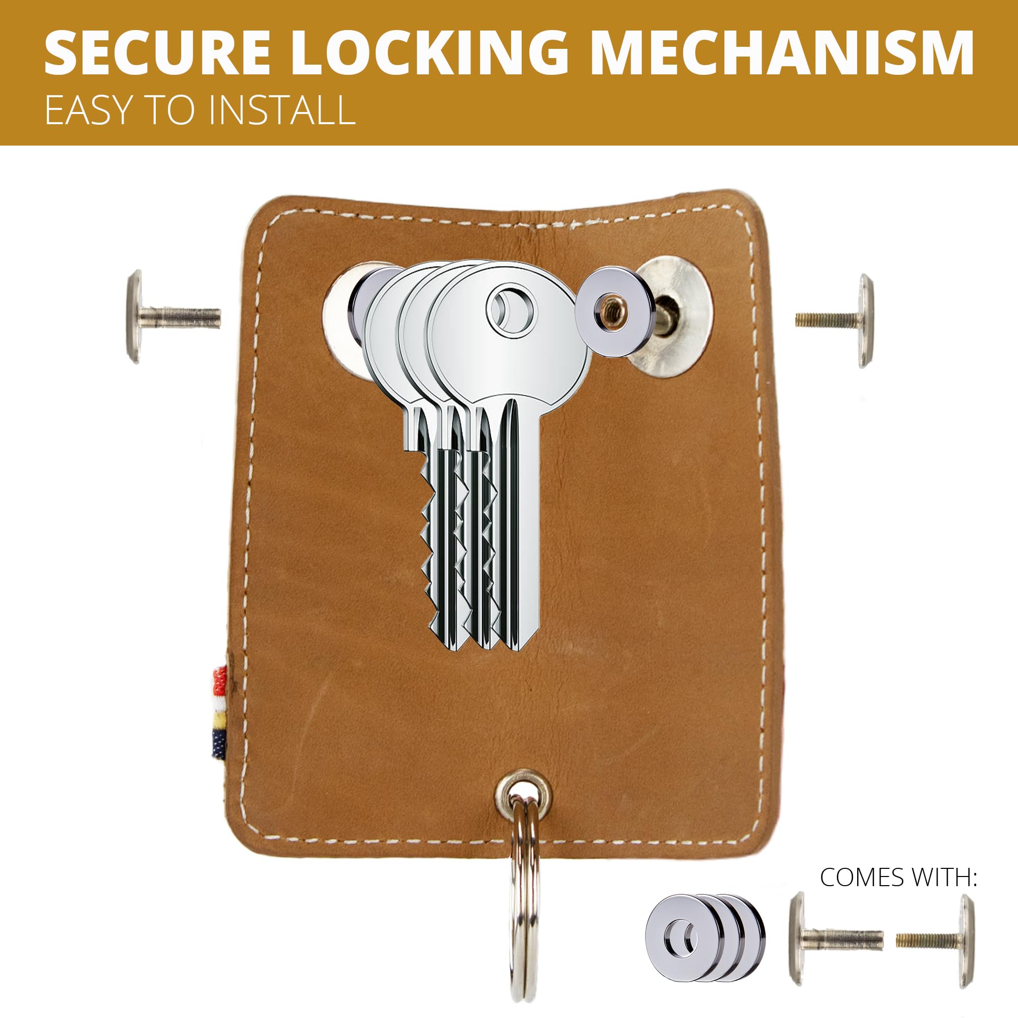 GARZINI Genuine Leather Key Organizer - Compact Key Holder with Keychain for Up to 7 Keys | Car Key Holder | Perfect for Home, Office & Travel Organization