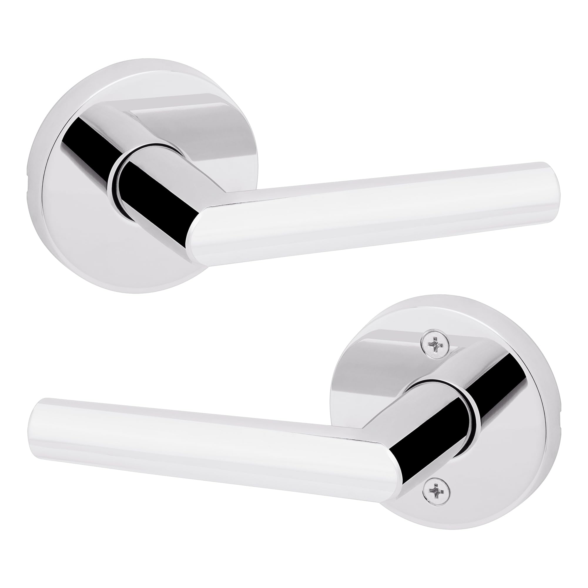 Kwikset Milan Interior Door Handle - Reversible Non-Locking Lever for Closet & Hallway Doors - Polished Chrome Finish - Perfect for Bedrooms, Bathrooms & Interior Doors