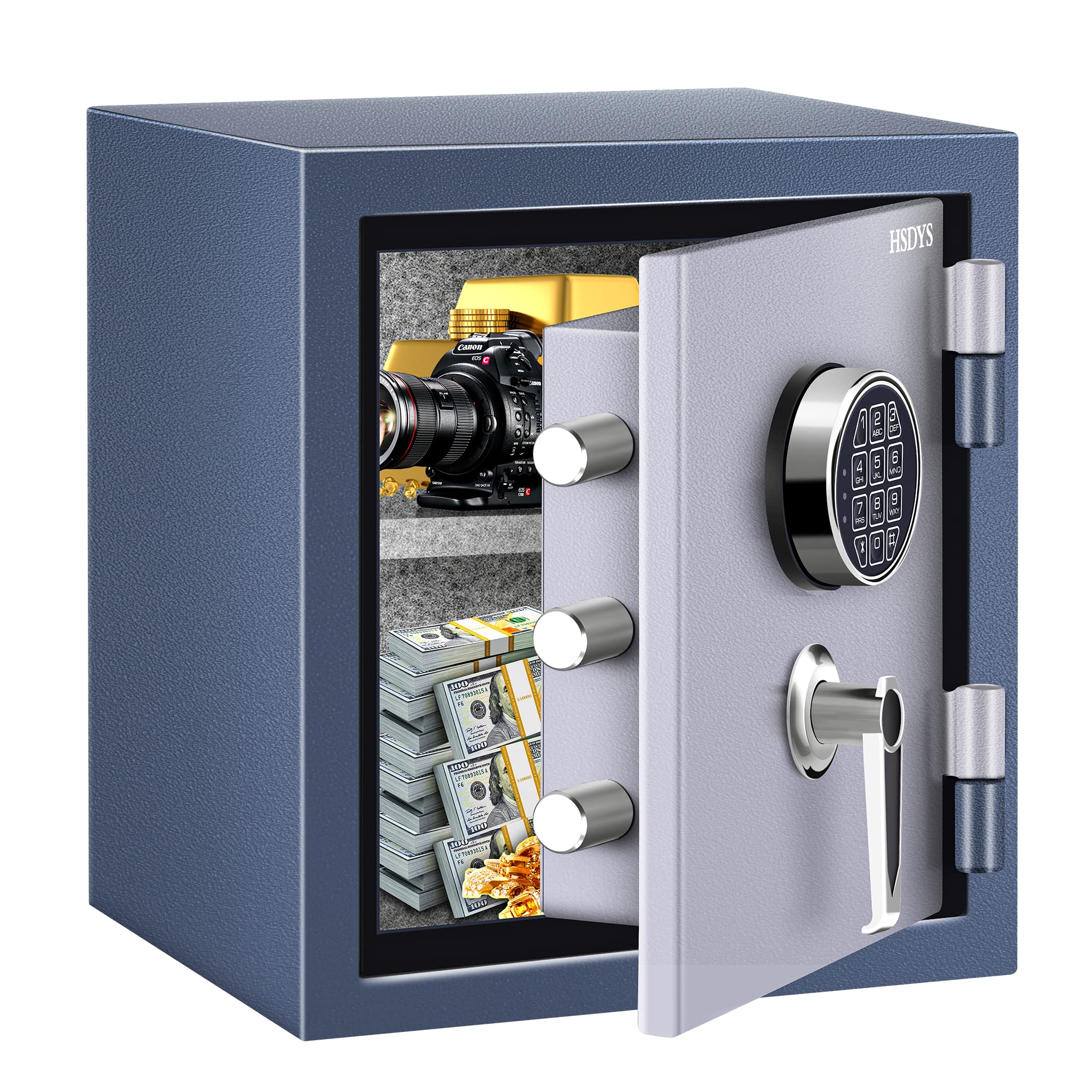Fireproof Safe Box 1.0 Cubic Feet - Digital Keypad & Key Lock Security Safe for Home - Waterproof Document Jewelry Money Safe for Office, Bedroom, and Travel Protection