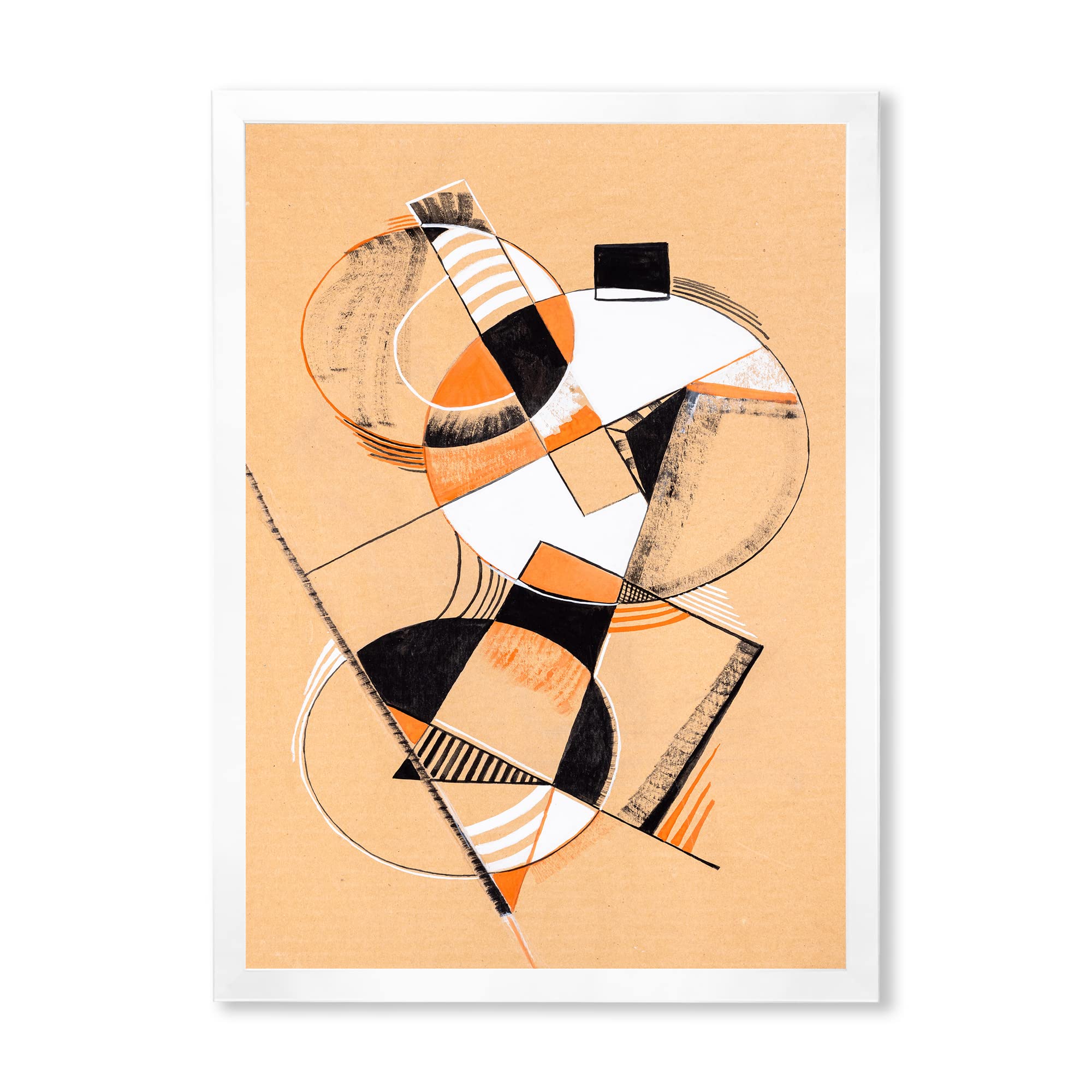 DesignQ Colored Geometric Abstract Compositions - Modern Framed Wall Art for Living Room, Bedroom & Office Decor | Contemporary Home & Office Wall Decorations