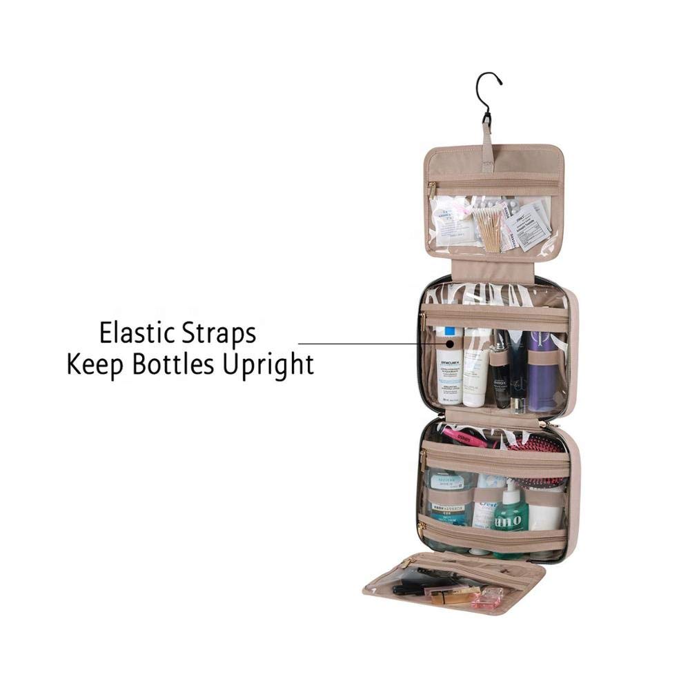 Waterproof Hanging Travel Toiletries Bag for Women - Pink Cosmetic & Makeup Organizer with Hooks | Perfect for Bathroom, Gym, Camping & Air Travel