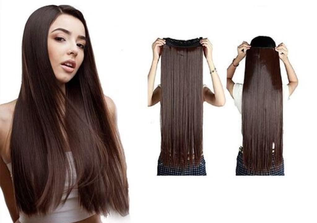 Trendy Club™ Long Straight Synthetic Hair Extensions & Wigs - Smooth Silky Clip-in Hair for Women & Girls - Perfect for Parties, Cosplay & Daily Styling