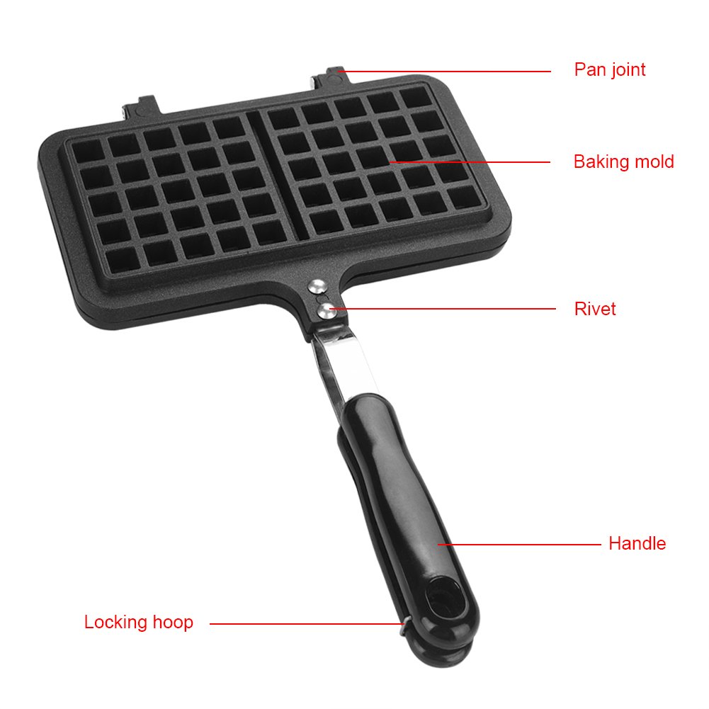 Mini Waffle Maker & Non-Stick Baking Pan - Dual Head Waffle Iron for Hash Browns, Breakfast Sandwiches & Desserts - Perfect for Home, Camping & Quick Breakfasts