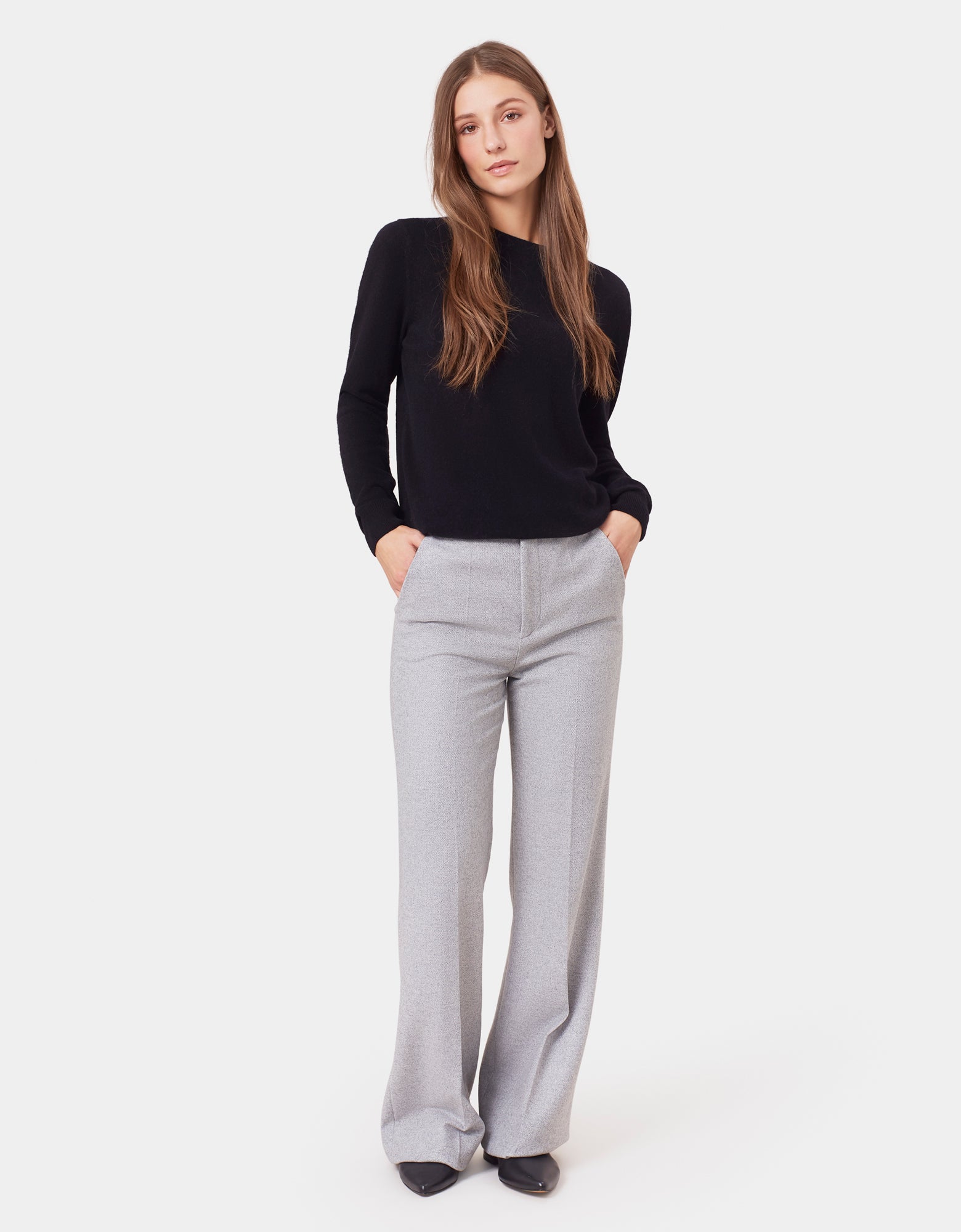 Women's Lightweight Merino Wool Crew Neck Sweater - Stone Blue | Soft & Breathable Winter Pullover for Casual Wear & Outdoor Activities