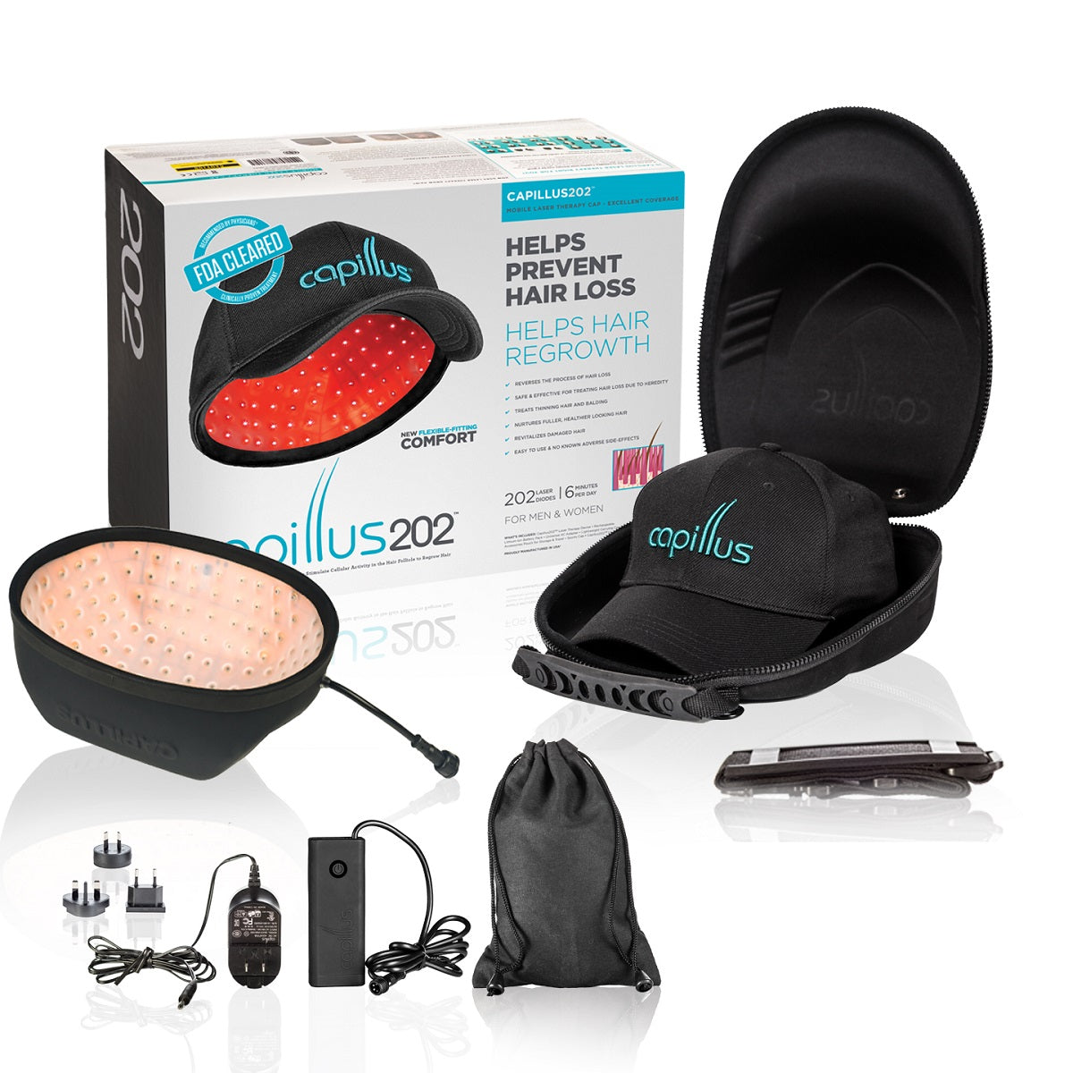 Capillus 202 Laser Hair Growth Cap for Men & Women - FDA Cleared Hair Loss Treatment for Thinning Hair & Receding Hairline - At-Home Hair Regrowth Therapy for Daily Use