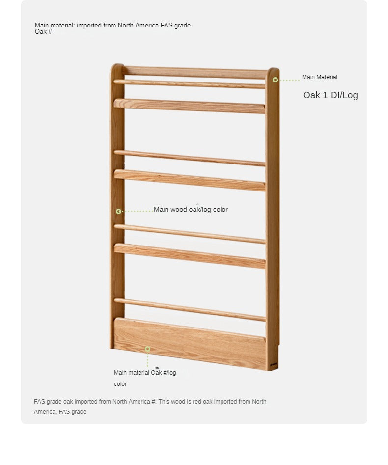 Solid Oak Wood Wall-Mounted Ultra-Thin Bookshelf - Modern Floating Shelf for Living Room, Bedroom, or Office Storage & Display