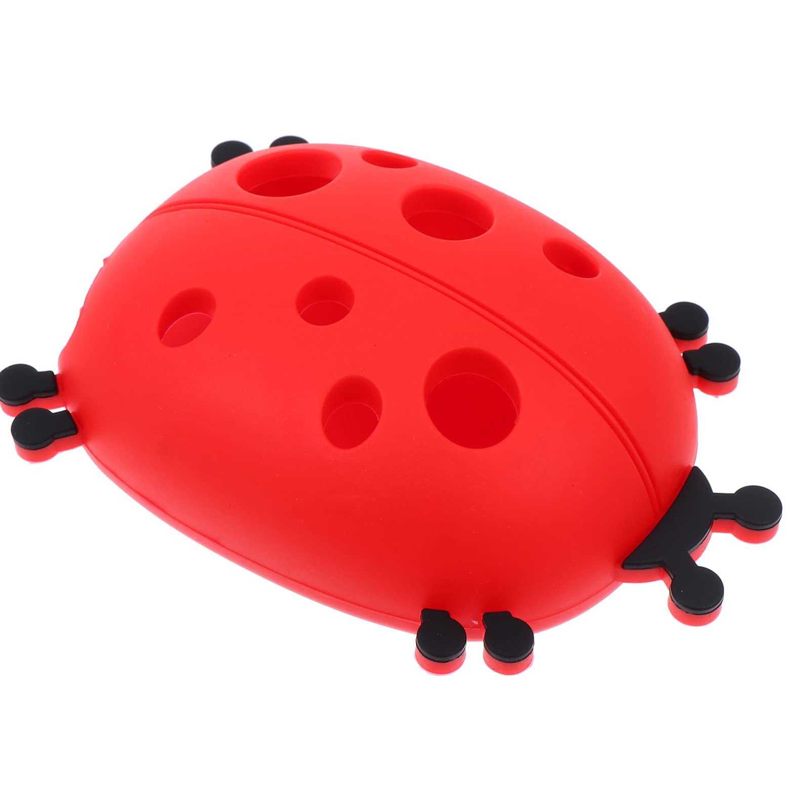 Beaupretty Silicone Makeup Brush Organizer & Cleaning Mat - Cartoon Ladybug Shaped Cosmetic Brush Cleaner, Dryer & Holder | Perfect for Makeup Brush Storage & Drying After Washing | Ideal for Home Vanity & Professional Makeup Artists