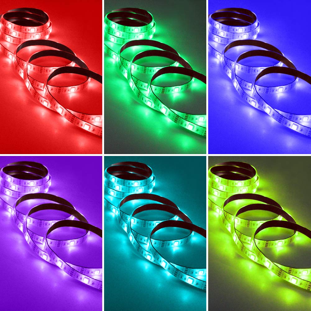 Battery Powered RGB LED Strip Lights - 6.56ft 2Pack for TV Backlight & DIY Decor
