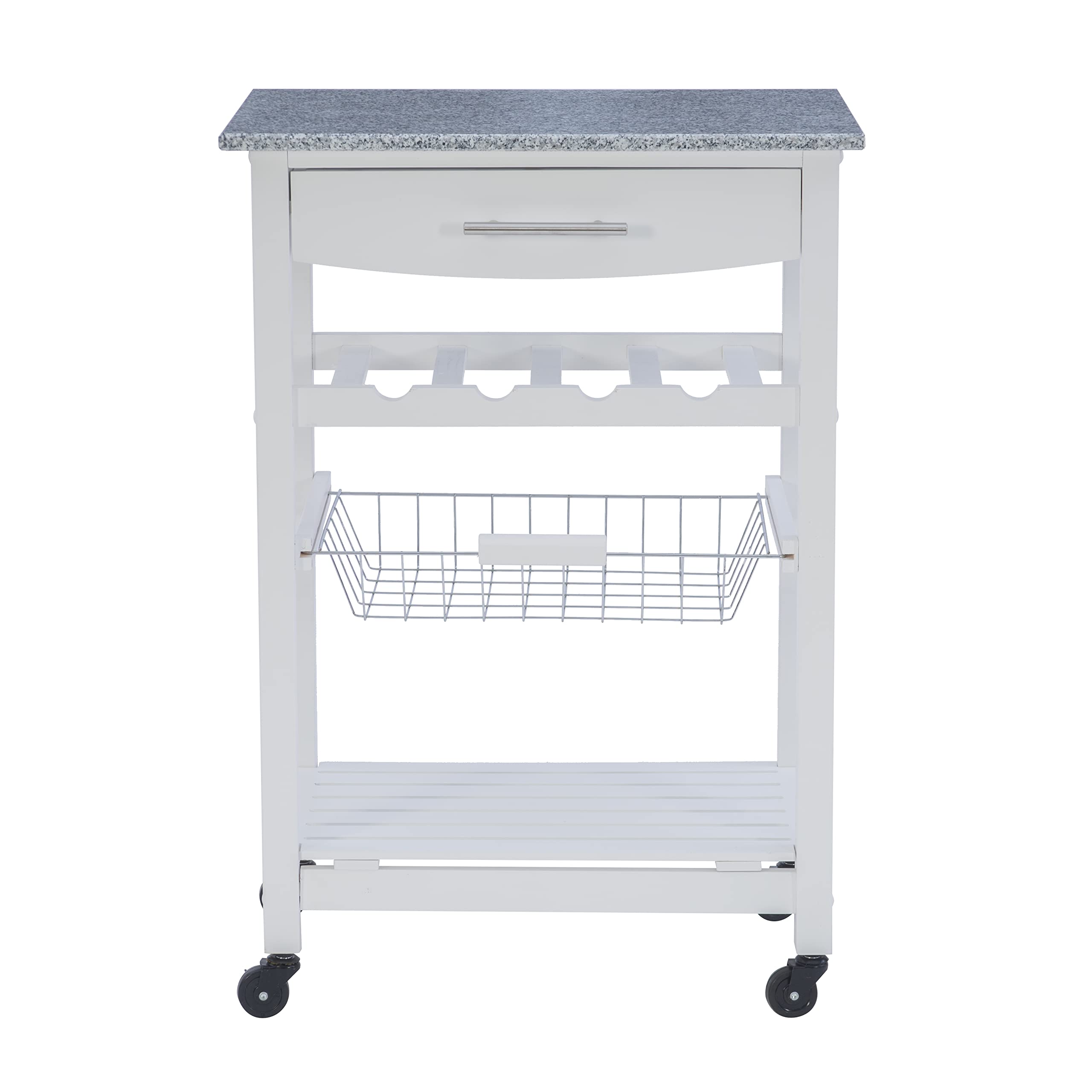 Linon White Kitchen Island Cart with Storage Shelf - 22.88 x 15.75 x 33.88 Inches - Mobile Workstation for Small Kitchens, Breakfast Bars & Food Prep Areas