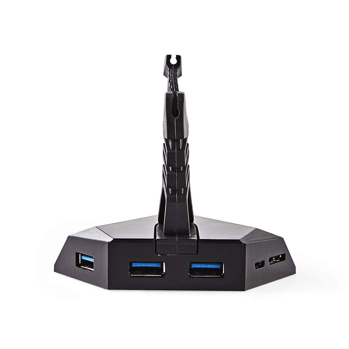NEDIS Gaming Mouse Bungee with 3-Port USB Hub, RGB Backlit & Adjustable Clamp - Perfect for PC Gaming Setup, Esports & Office Workstation Accessories