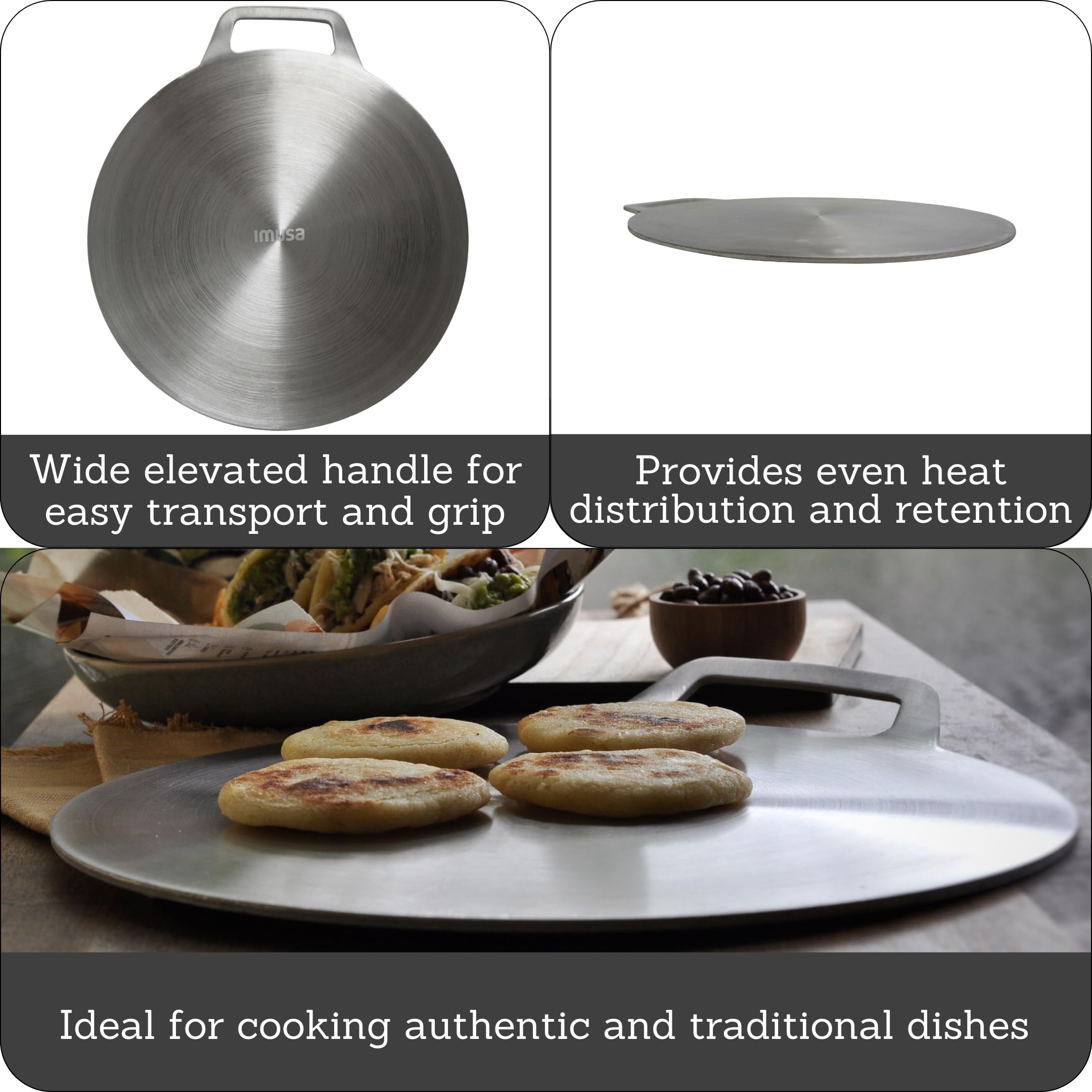 IMUSA 14-Inch Aluminum Budare Griddle - Authentic Latin American Flatbread & Arepa Maker - Perfect for Home Cooking, Camping & Outdoor BBQs