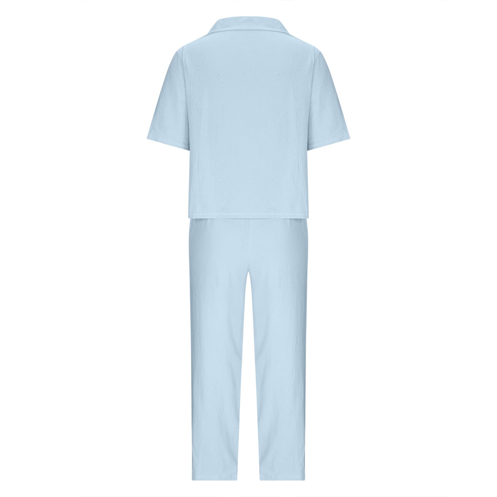 Women's Linen Shirt & Wide Leg Pants Set - 2 Piece Outfit for Fall | Comfortable Maternity Pajamas & Casual Wear | Perfect for Home, Office & Travel