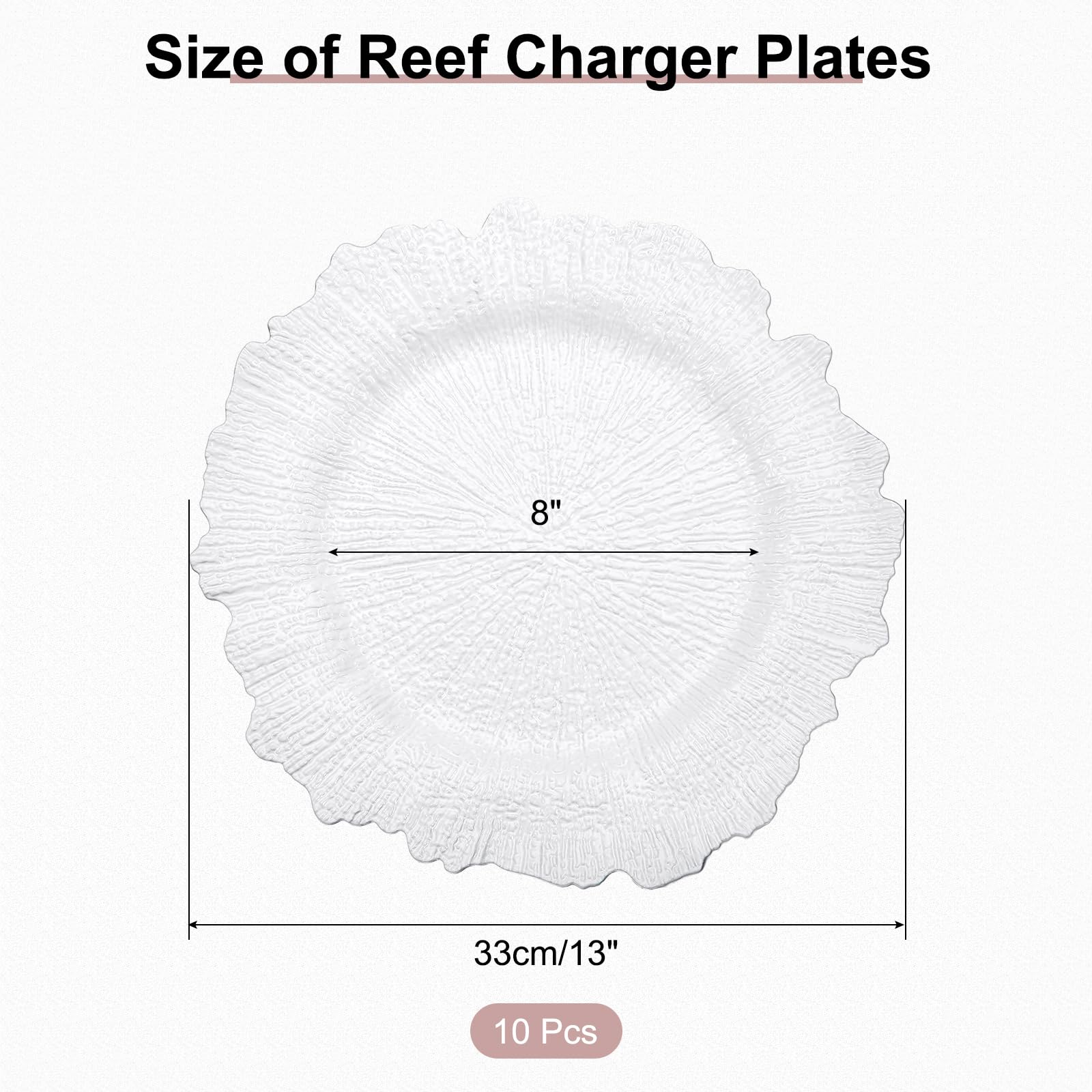 uxcell 10-Pack 13 Inch White Plastic Floral Charger Plates for Wedding, Party & Dinner Table Decor - Bulk Round Decorative Plates for Elegant Event Settings