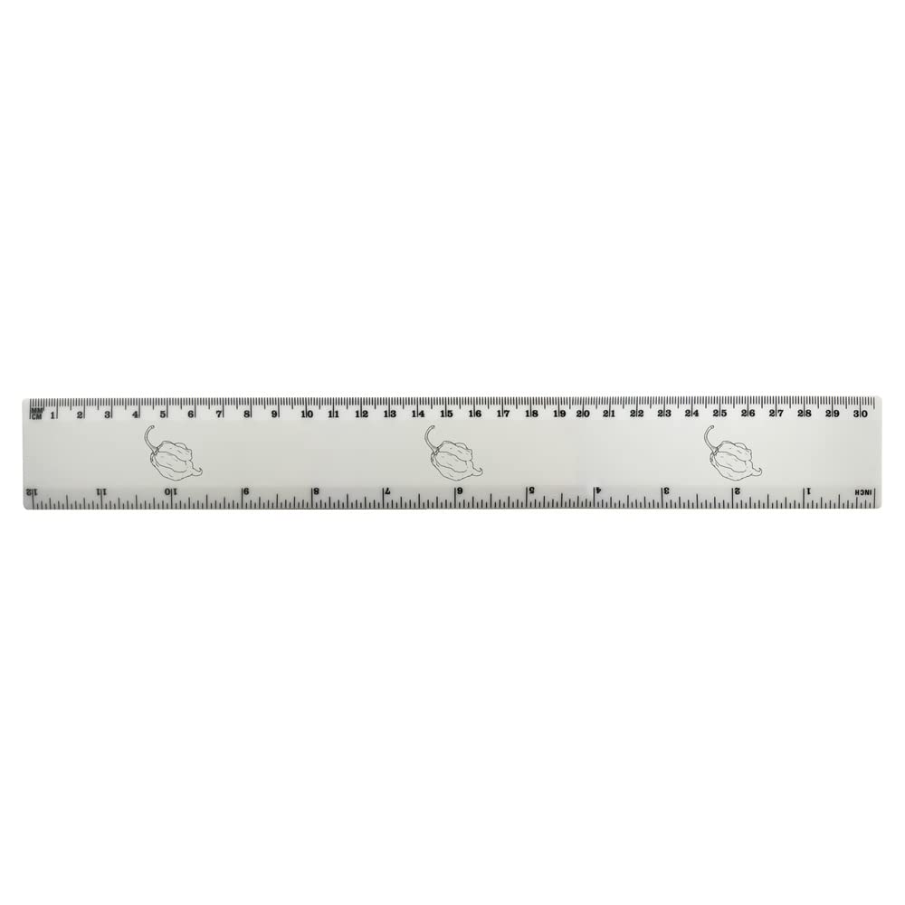 Azeeda 12 Inch White Plastic Ruler with California Reaper Chilli Design - Perfect for School, Office, and Crafting (RL00068488)