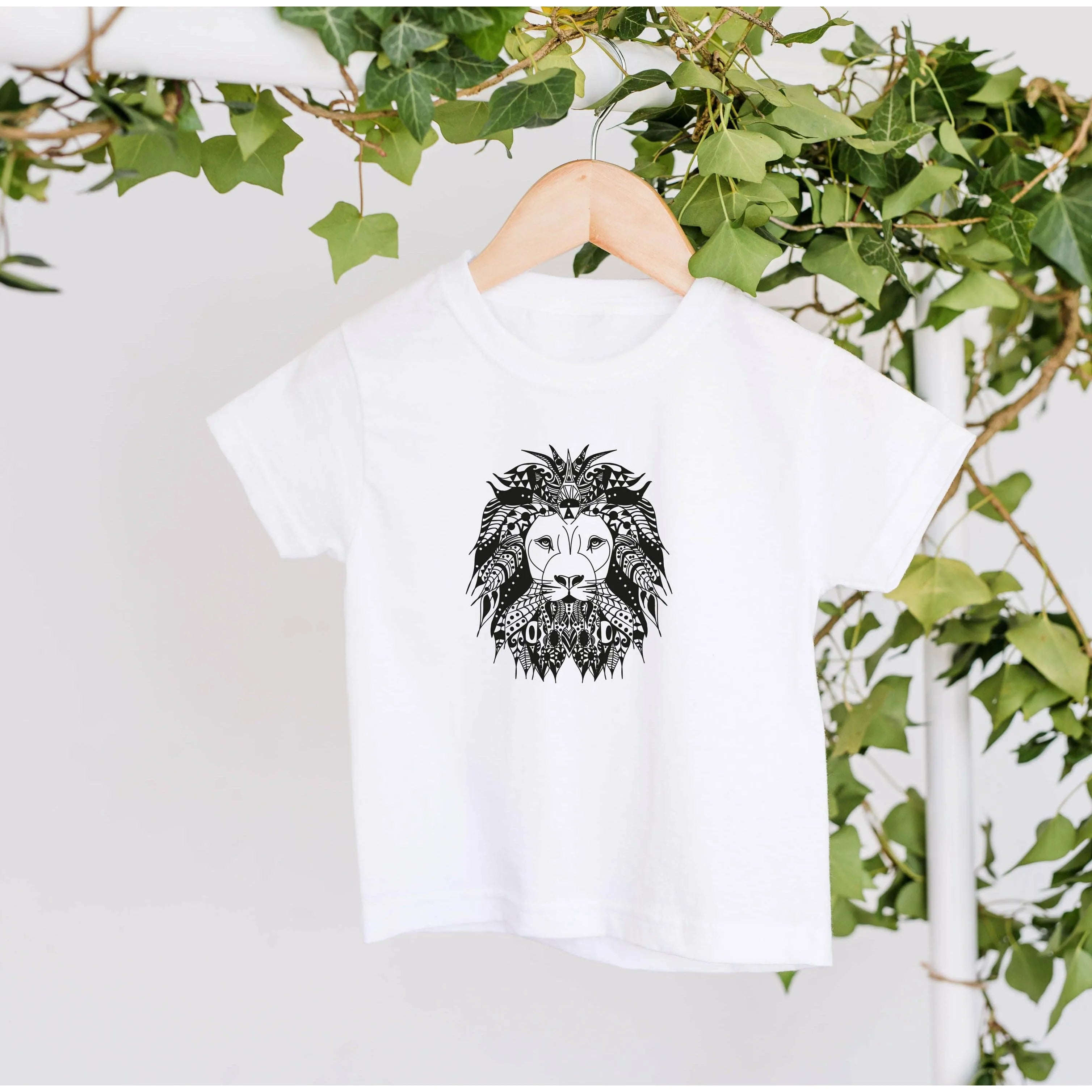 Kids Aztec Lion Printed T-Shirt - Soft Cotton Graphic Tee for Boys & Girls - Perfect for School, Playdates & Casual Outings