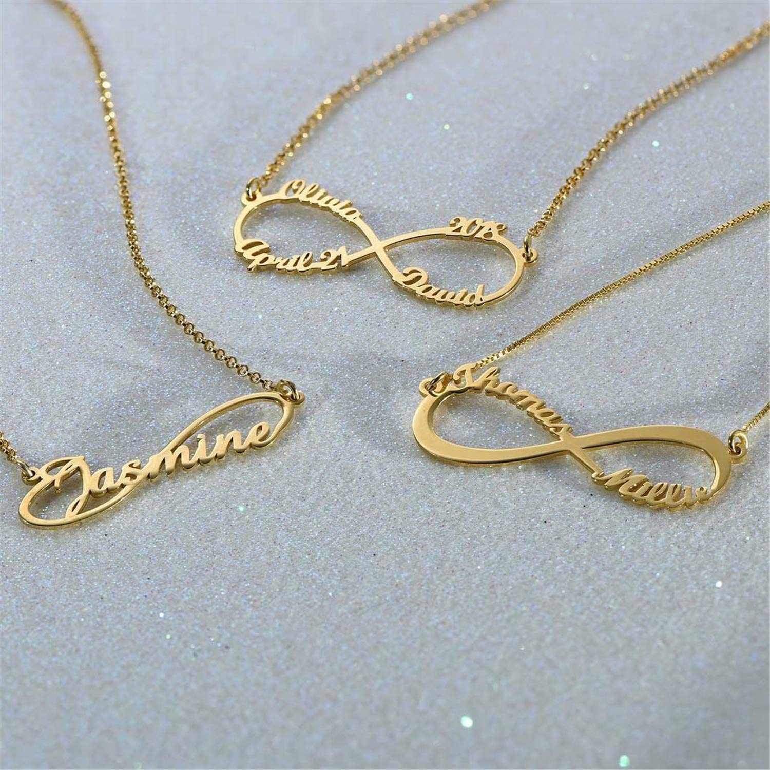 Personalized Infinity Name Necklace - Custom Family Name Pendant in Brass | Gift for Mom, Wife, Anniversary & Valentine's Day
