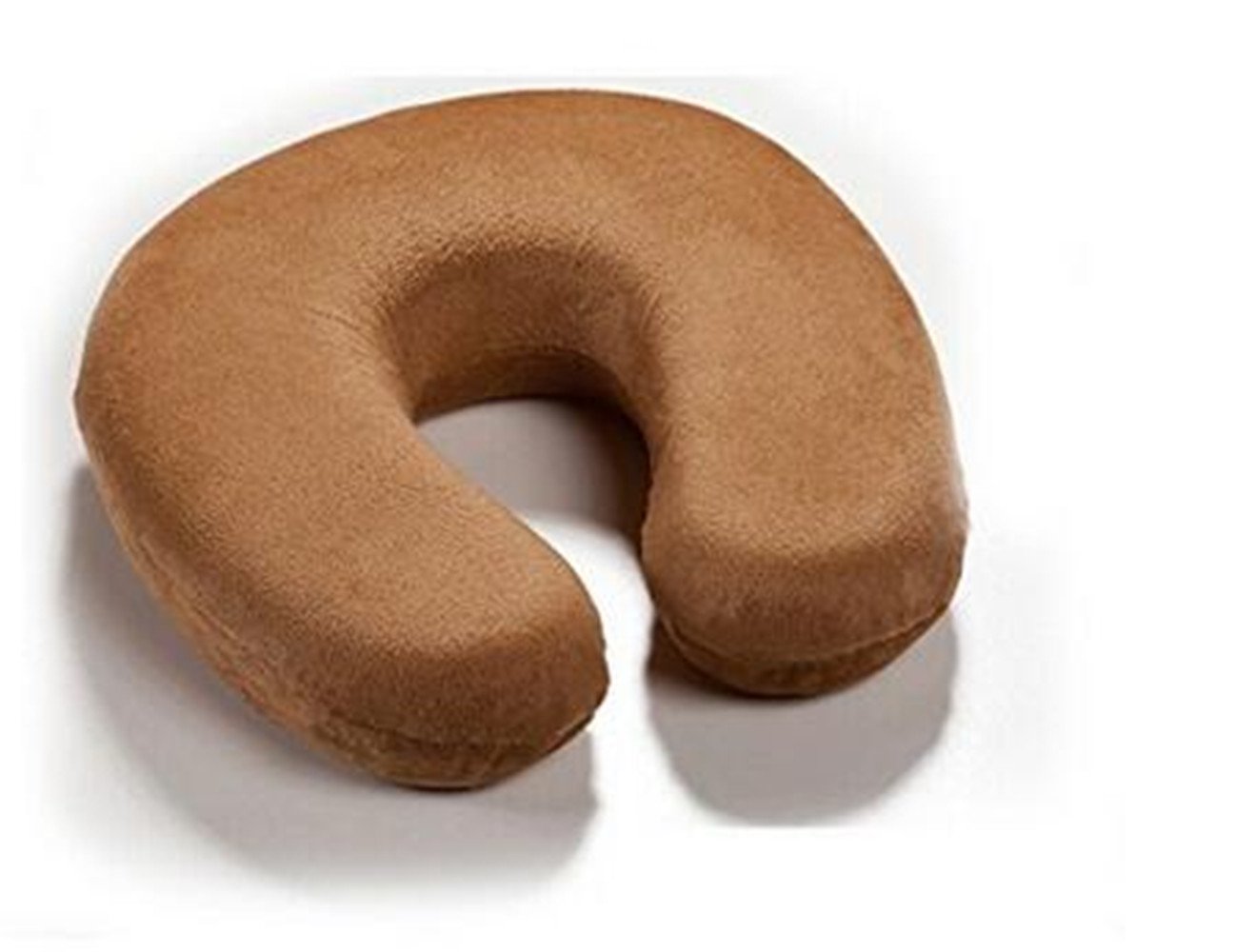 Qinlee Memory Foam Travel Neck Pillow - Ergonomic Cervical Support for Airplane, Car, Office & Home - Light Coffee Color - Perfect for Long Flights, Road Trips & Relaxation
