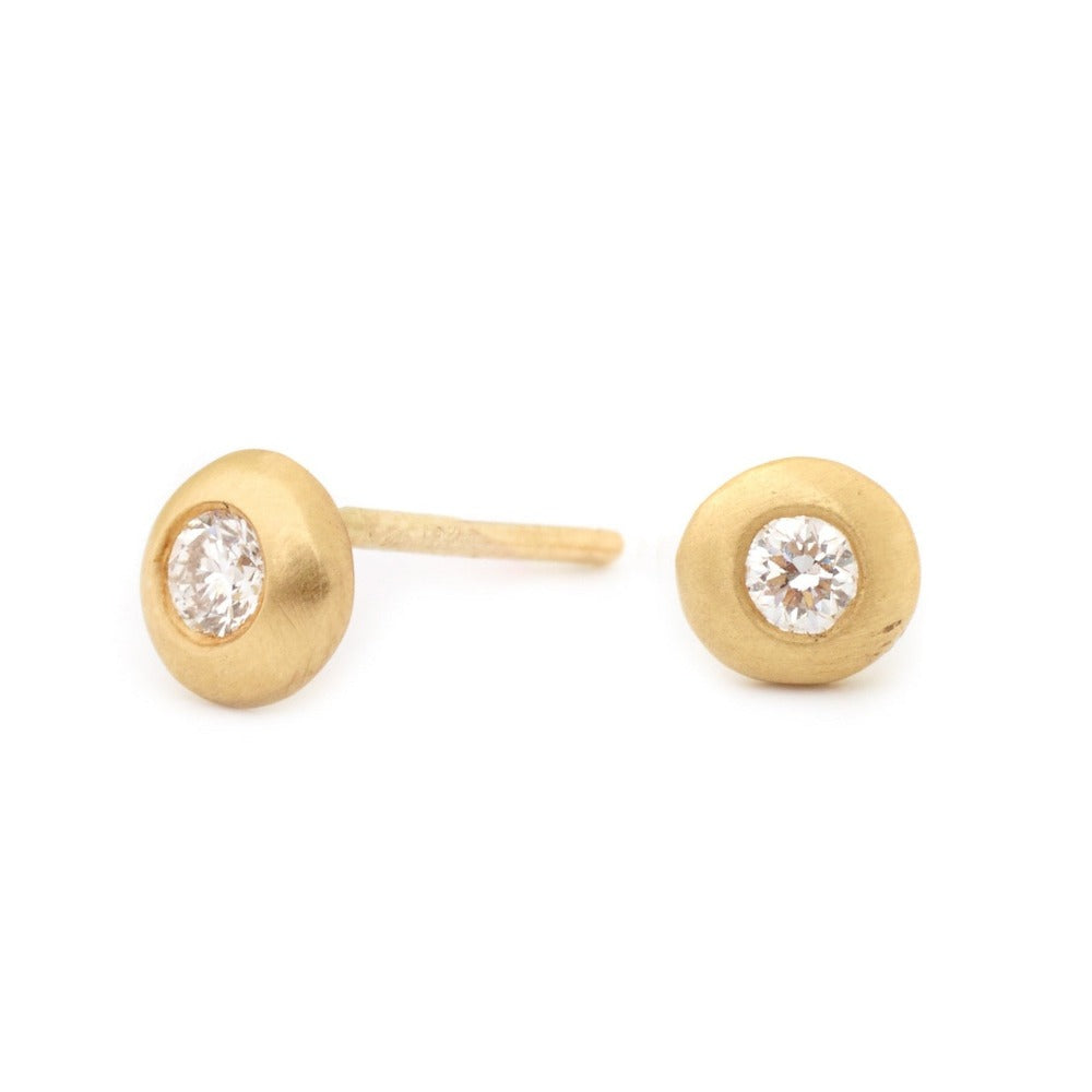 Diamond Bezel Stud Earrings for Women - 14K Gold Plated Cubic Zirconia Earrings | Perfect for Weddings, Parties & Everyday Elegance