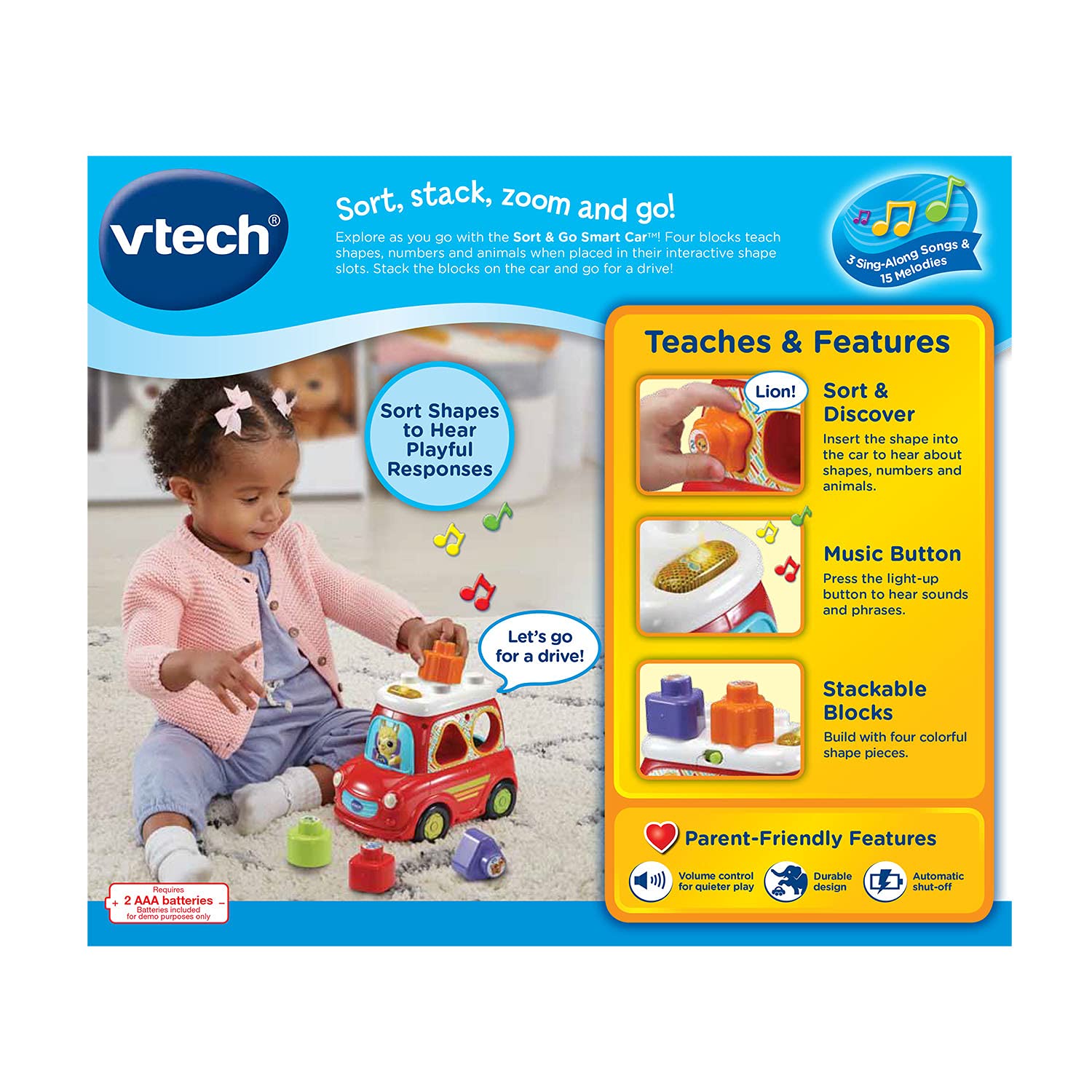 VTech Sort and Go Smart Car - Interactive Learning Toy for Toddlers, Red - Educational Shape Sorter & Push Car for Kids Ages 1-3 Years (Ideal for Early Childhood Development & Playtime Fun)