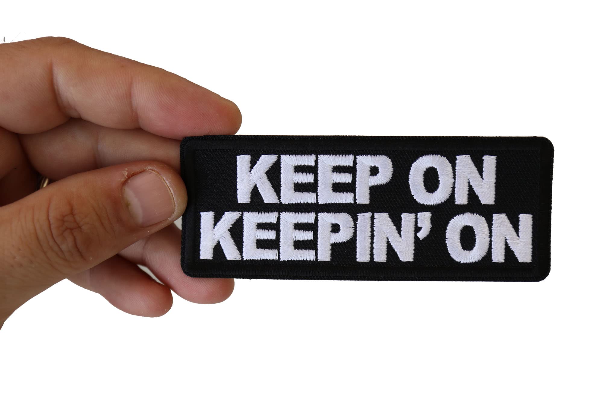 Keep on Keeping On Motivational Iron-On Patch - Funny Inspirational Saying Sew-On Badge for Jackets, Backpacks & DIY Crafts - Perfect for Denim, Hats & Scrapbooking (P6627)