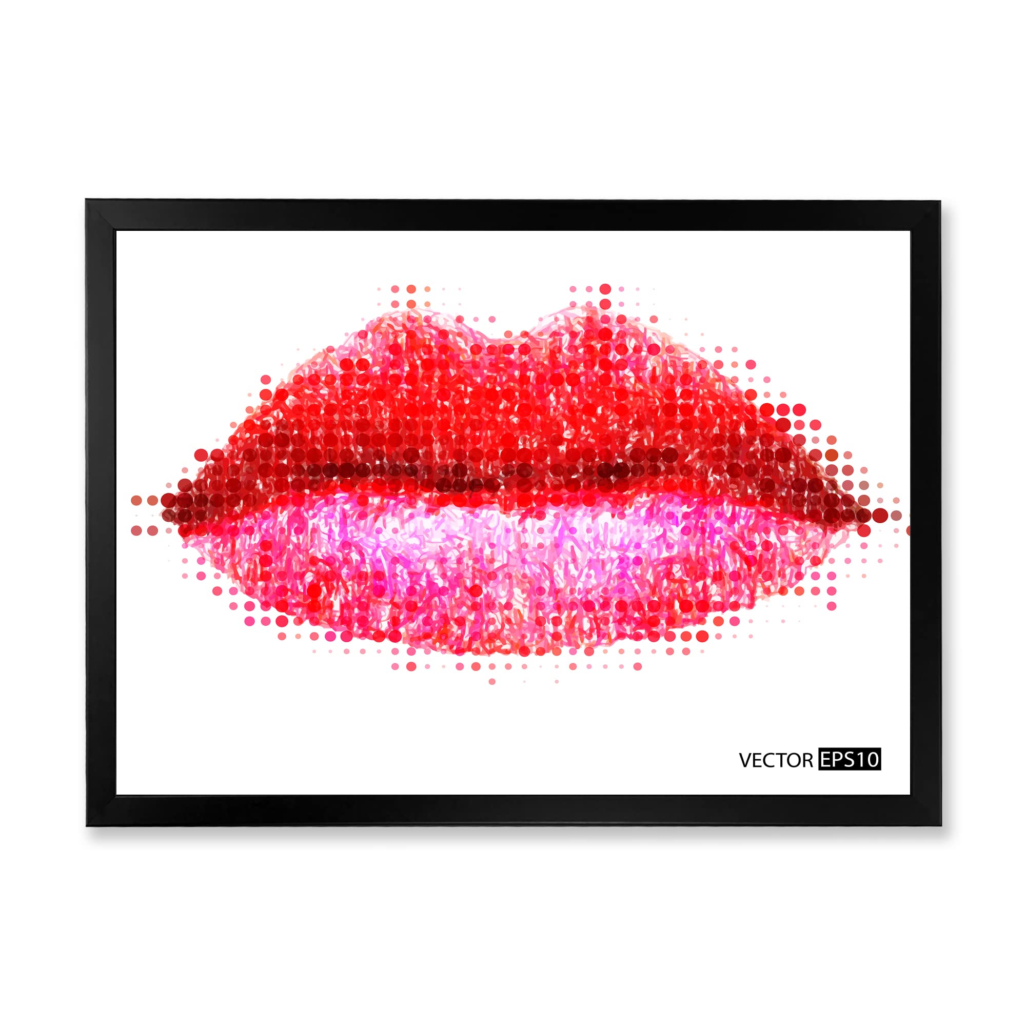 Abstract Red Lips Modern Framed Wall Art - Contemporary Home Decor for Living Room, Bedroom & Office | Perfect Gift for Women