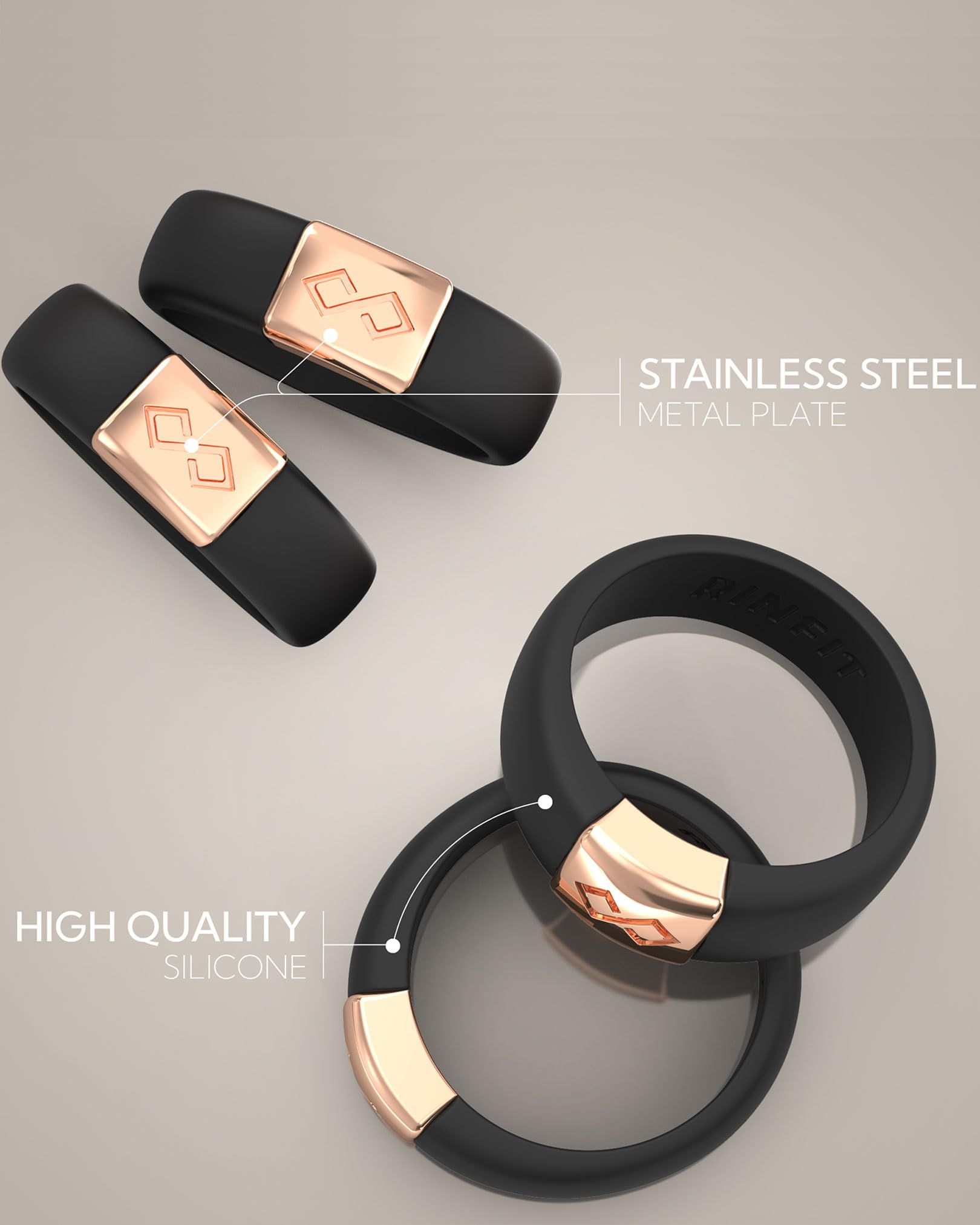 Rinfit Couples Silicone Wedding Rings - Infinity Design for Active Lifestyles