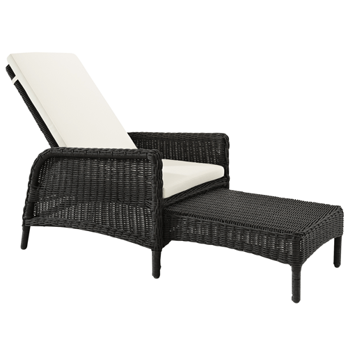 Artwood Tampa Outdoor Lounger - Black Twist Wicker Patio Chair for Poolside, Garden & Backyard Relaxation
