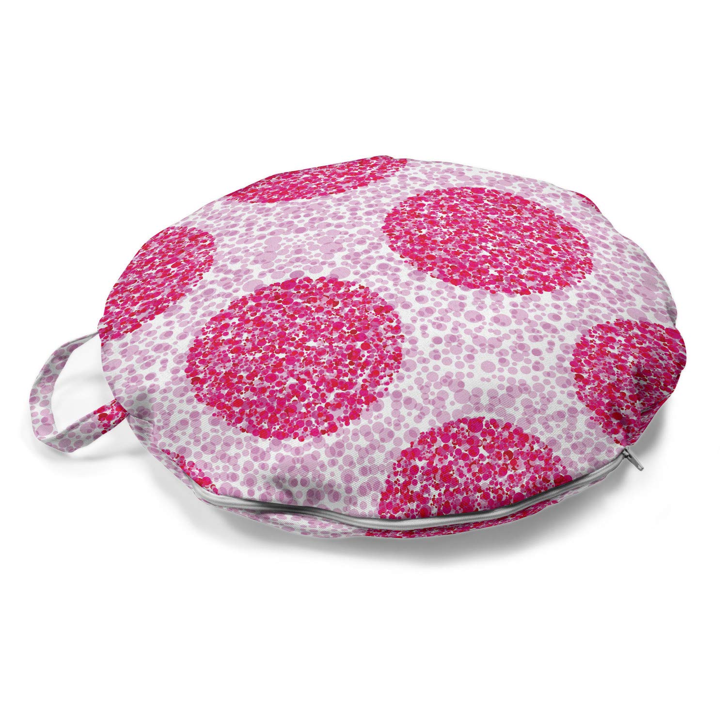 Ambesonne Abstract Round Floor Cushion with Handle - Large & Small Polka Dot Bubble Design - 18