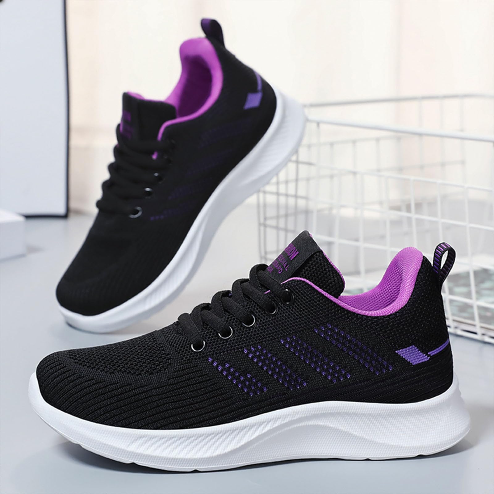 Women's Ultra-Light Stretchy Knit Platform Orthopedic Sneakers - Comfortable Lace-Up Non-Slip Walking Shoes for Height Increase | Fashionable Slip-On Casual Shoes for Moms | Perfect for Daily Wear, Work & Travel