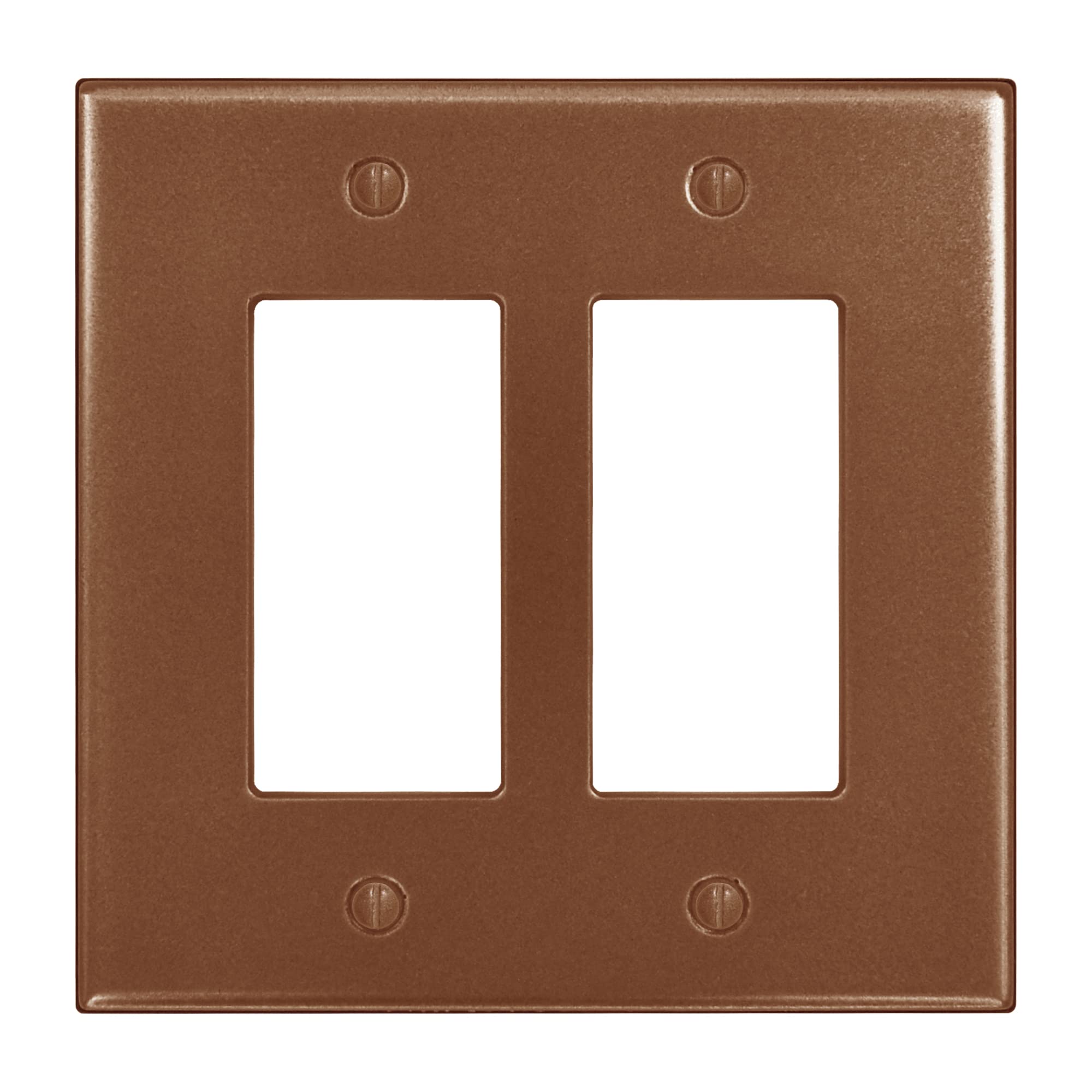 Questech Décor Double Rocker Light Switch Cover - 2-Gang Standard Size Electrical Wall Plate with GFCI Receptacle - Decorative Subway Tile Design in Copper Finish - Perfect for Home, Office & Commercial Spaces