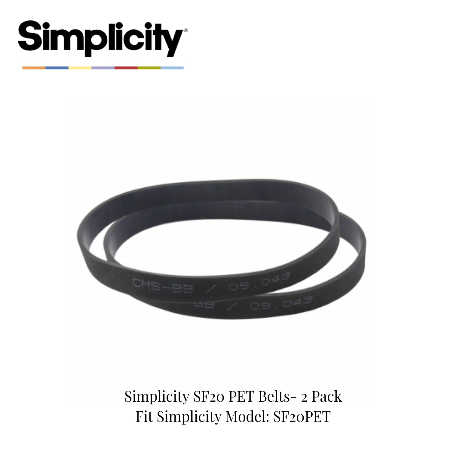 Simplicity S20 PET Vacuum Belts (2 Pack) - Durable Replacement Belts for Simplicity Vacuums - Perfect for Home Cleaning & Pet Hair Removal