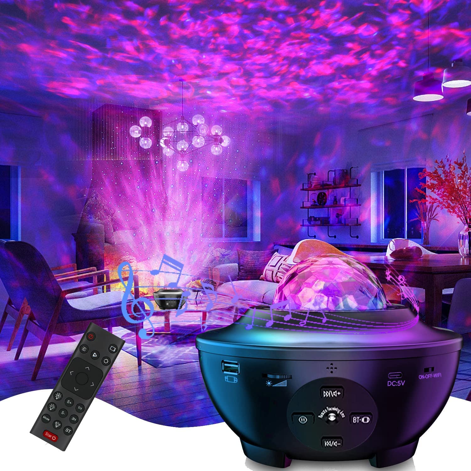 Galaxy Star Projector Night Light with Remote Control, Bluetooth Speaker, Voice Control & Timer - Starry Sky Projector for Kids, Adults, Bedroom Decor, Birthday Party, Romantic Ambiance & Relaxation
