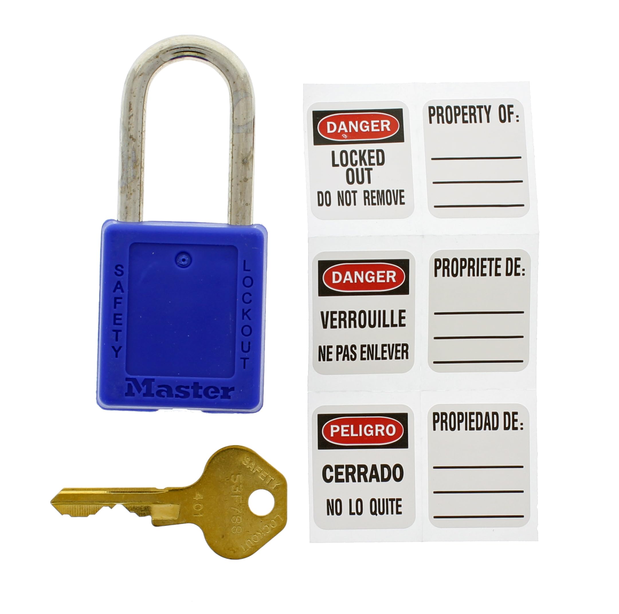 Ideal 44-912 Blue Safety Lockout Padlock - 1-1/2 Inch Shackle Clearance, 1/4 Inch Shackle - OSHA Compliant Industrial Lock for Electrical Panels & Equipment (Pack of 1)